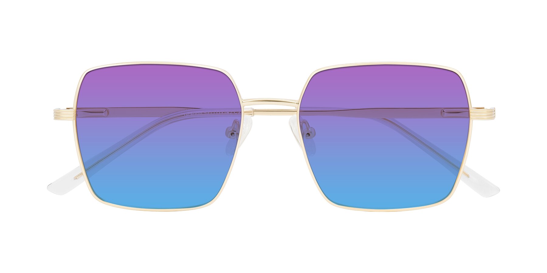 Folded Front of Grafton in Light Gold with Purple / Blue Gradient Lenses