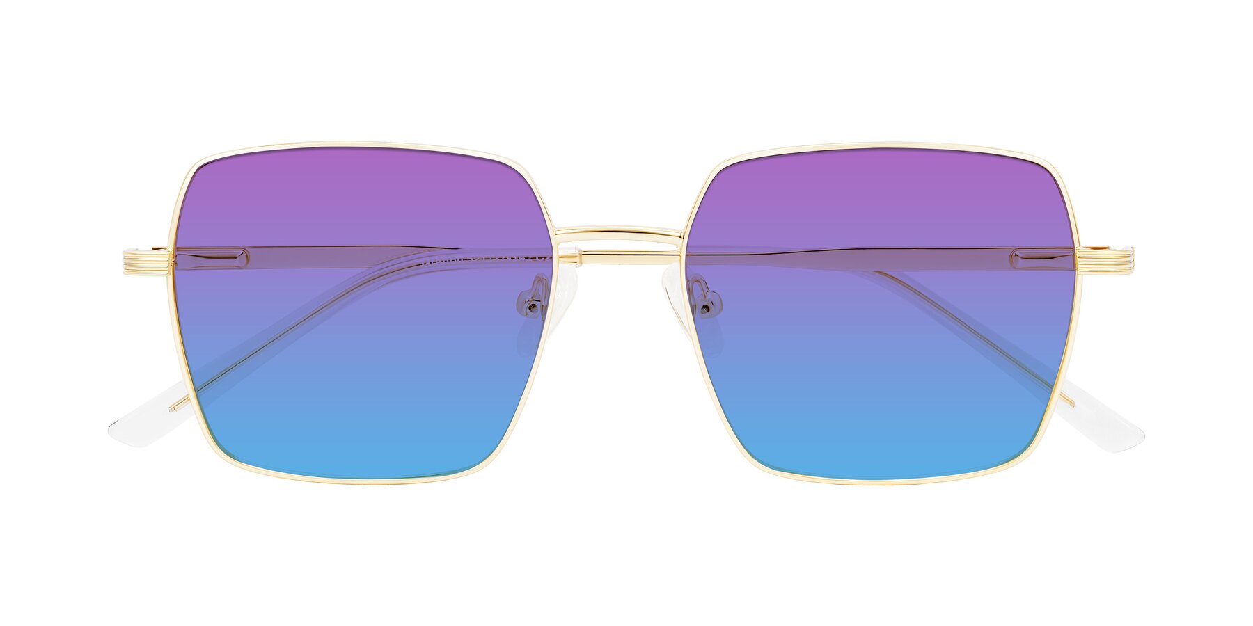 Folded Front of Grafton in Light Gold with Purple / Blue Gradient Lenses