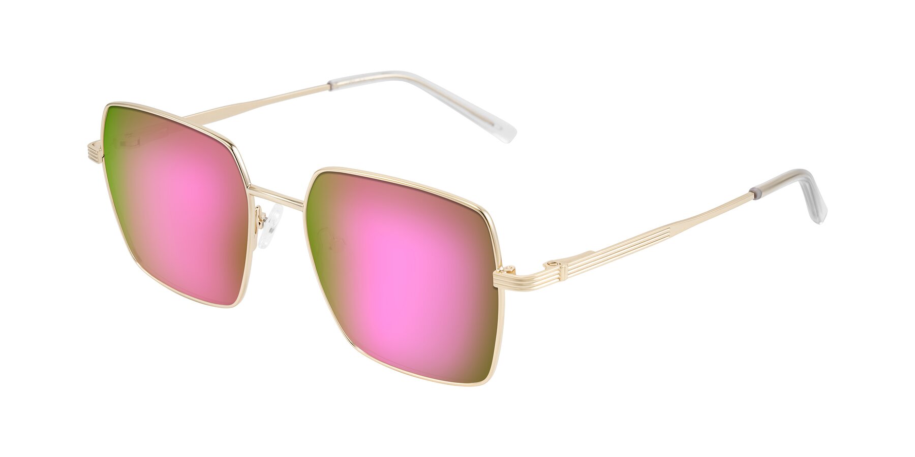 Angle of Grafton in Light Gold with Pink Mirrored Lenses