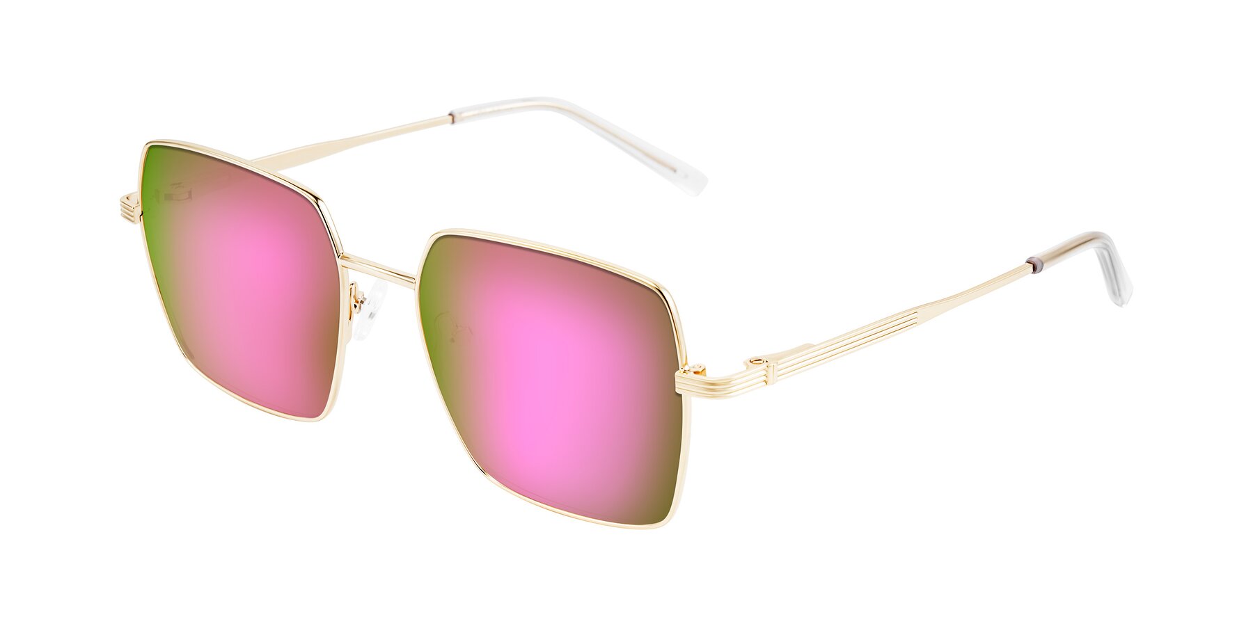 Angle of Grafton in Light Gold with Pink Mirrored Lenses