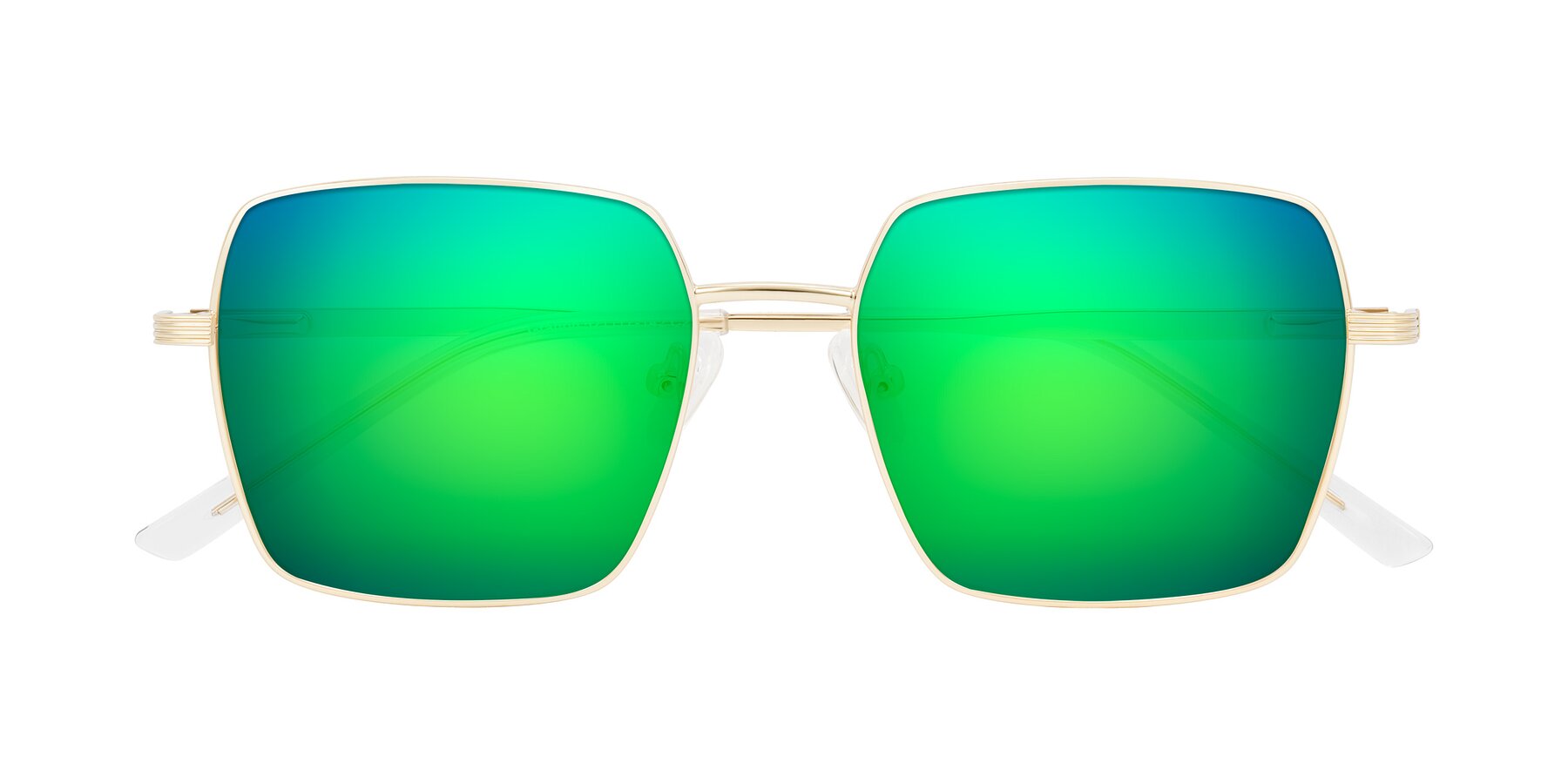 Folded Front of Grafton in Light Gold with Green Mirrored Lenses