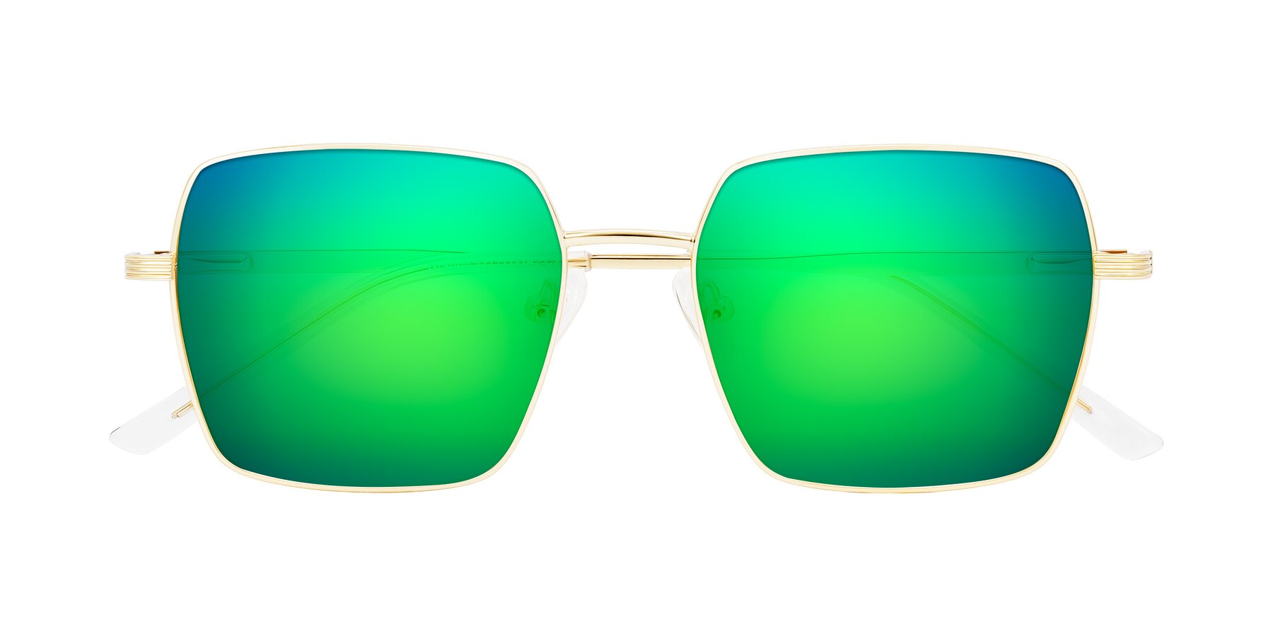 Folded Front of Grafton in Light Gold with Green Mirrored Lenses
