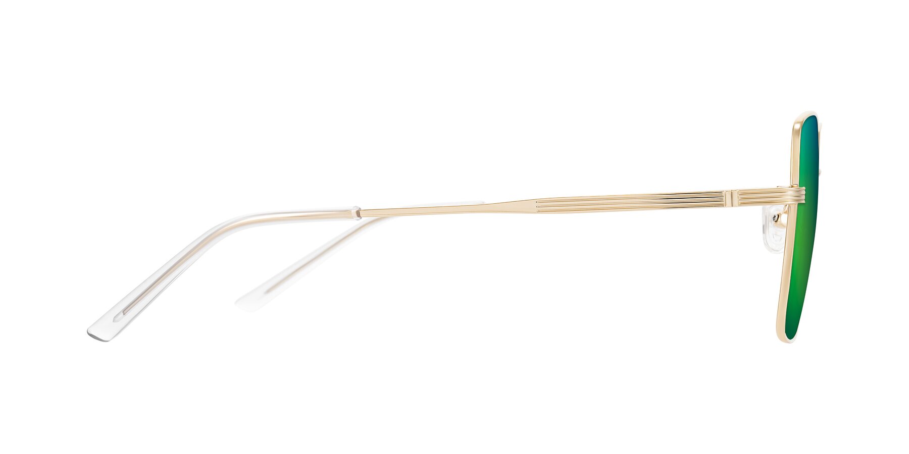 Side of Grafton in Light Gold with Green Mirrored Lenses