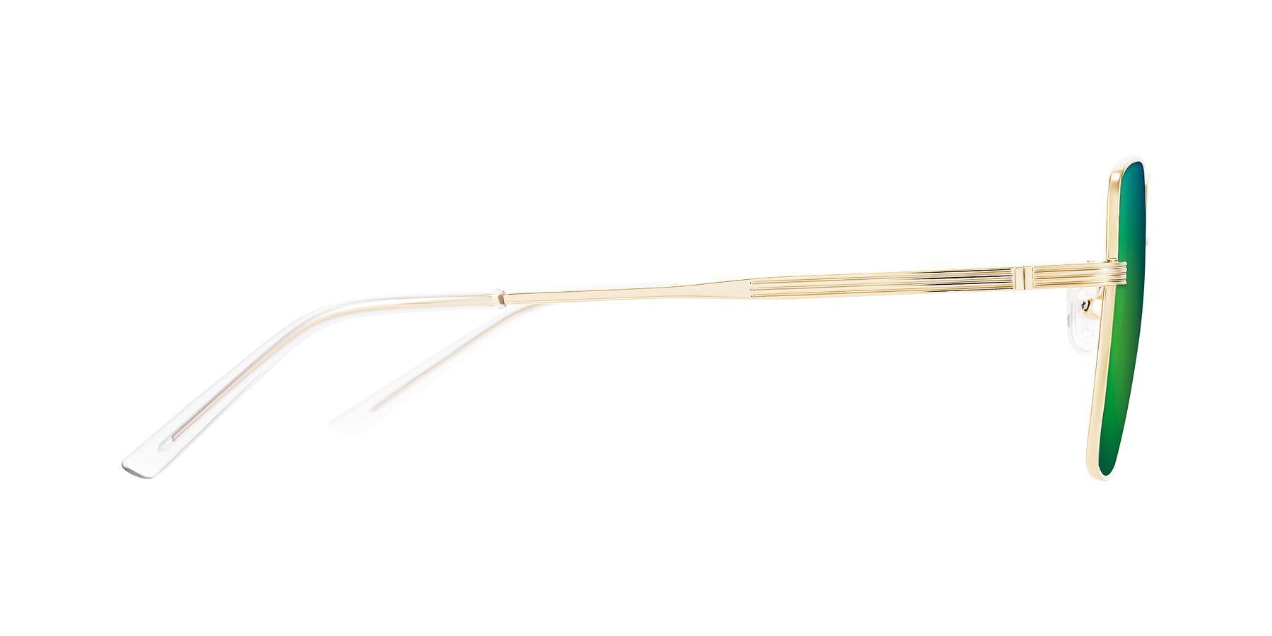 Side of Grafton in Light Gold with Green Mirrored Lenses