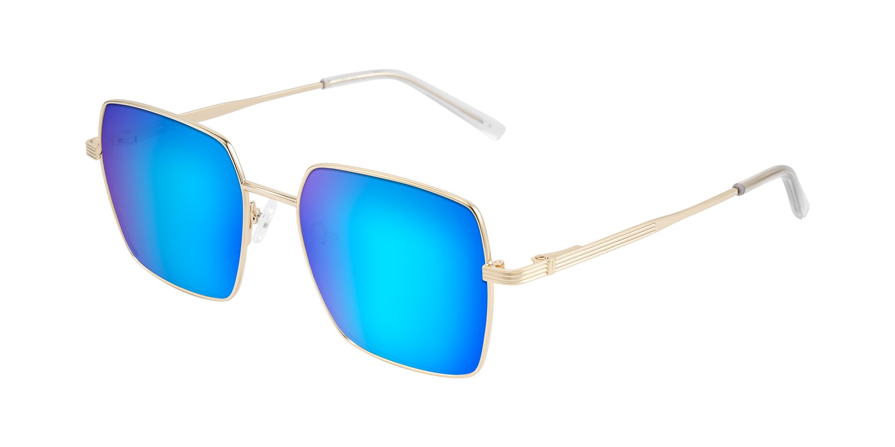 Angle of Grafton in Light Gold with Blue Mirrored Lenses