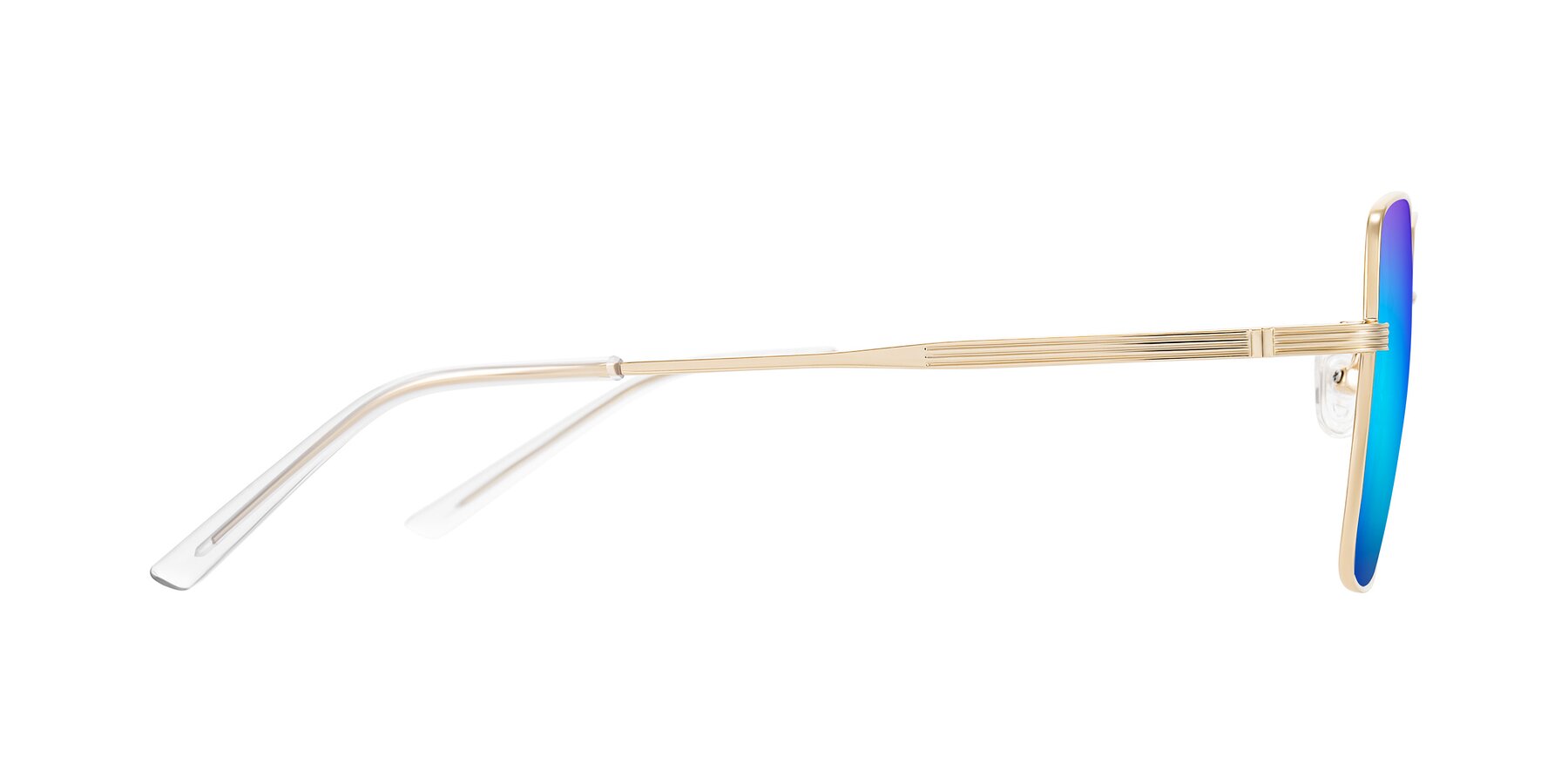 Side of Grafton in Light Gold with Blue Mirrored Lenses