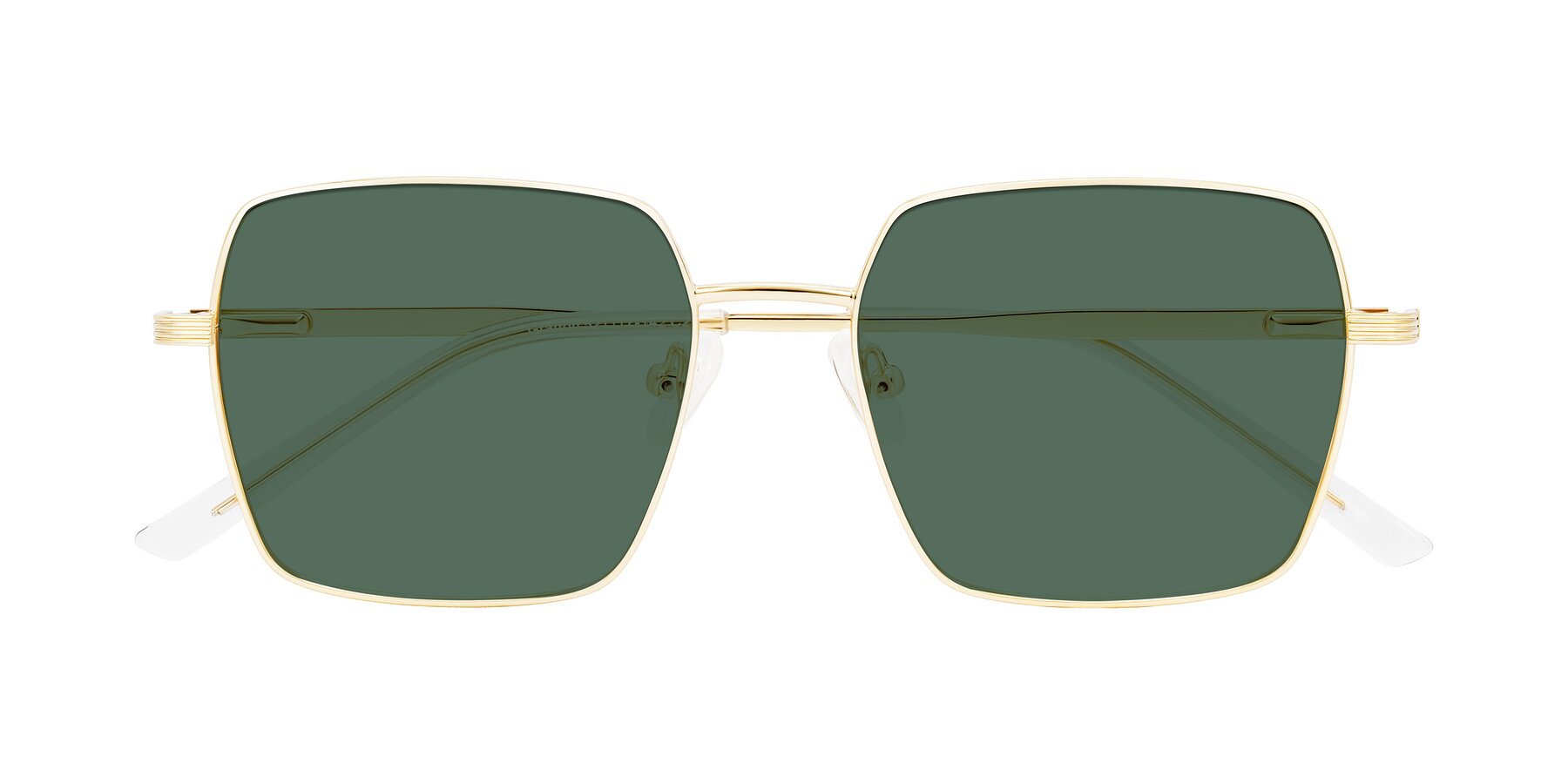 Folded Front of Grafton in Light Gold with Green Polarized Lenses