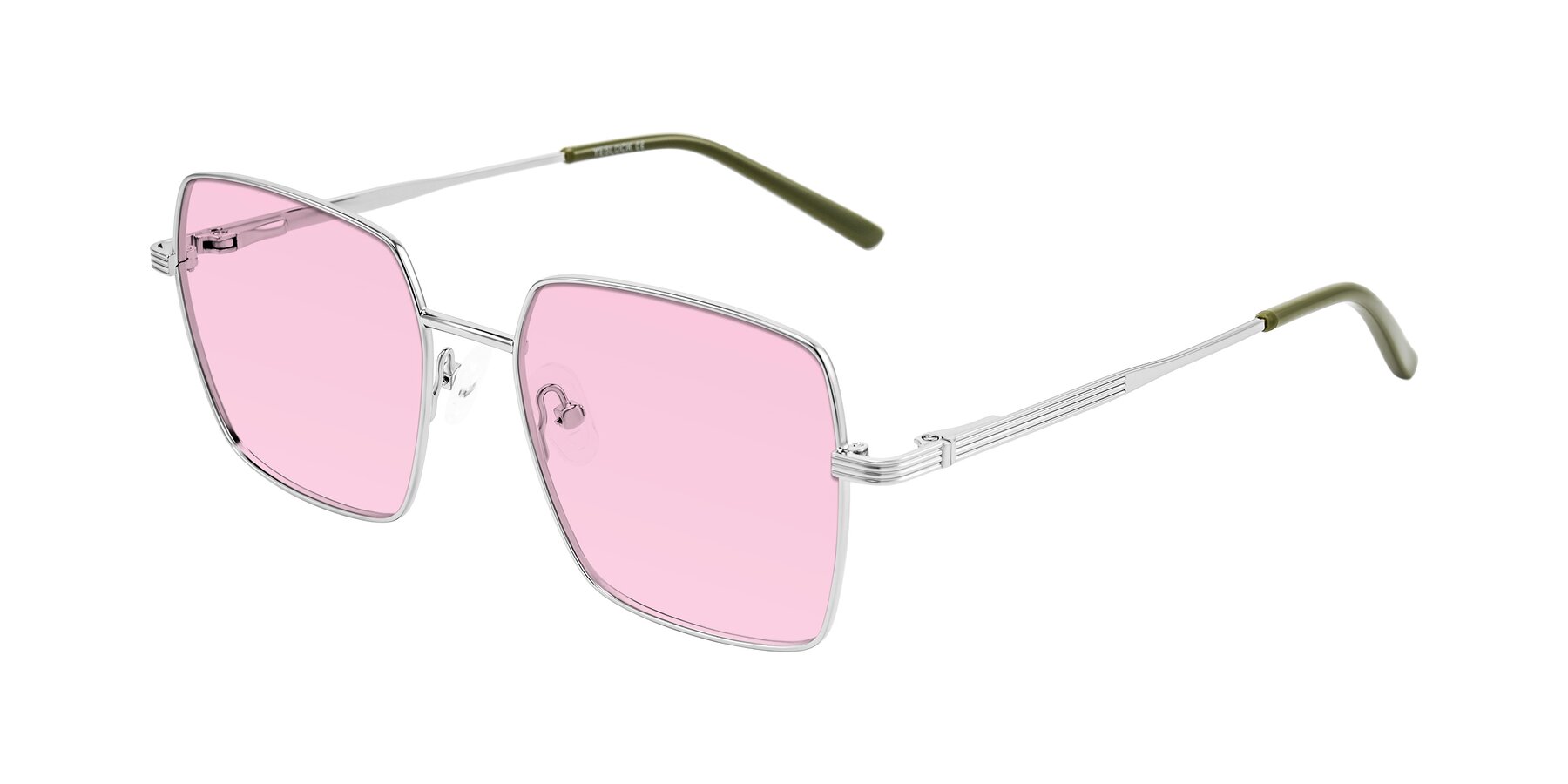 Angle of Grafton in Sliver with Light Pink Tinted Lenses