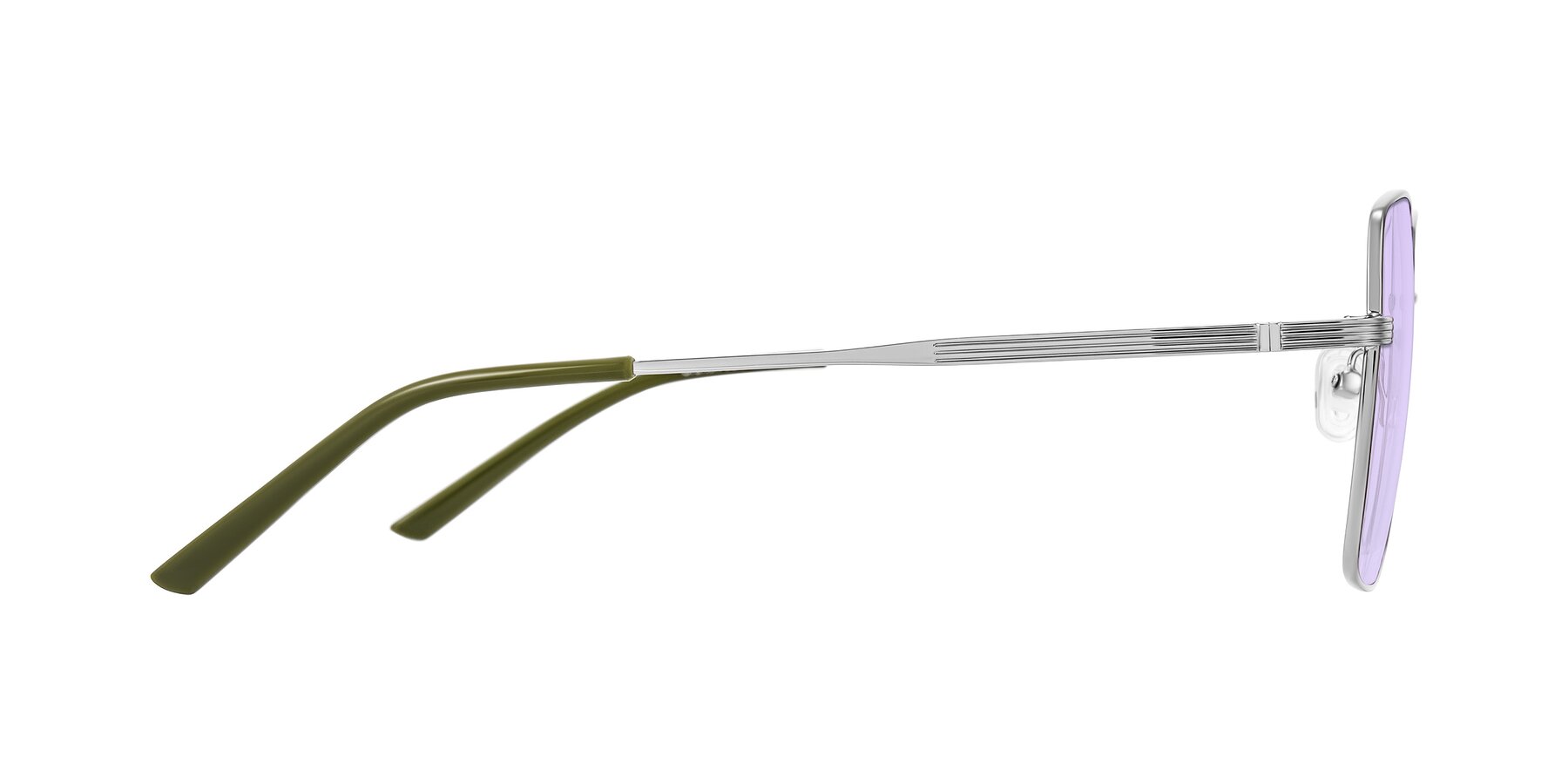 Side of Grafton in Sliver with Light Purple Tinted Lenses