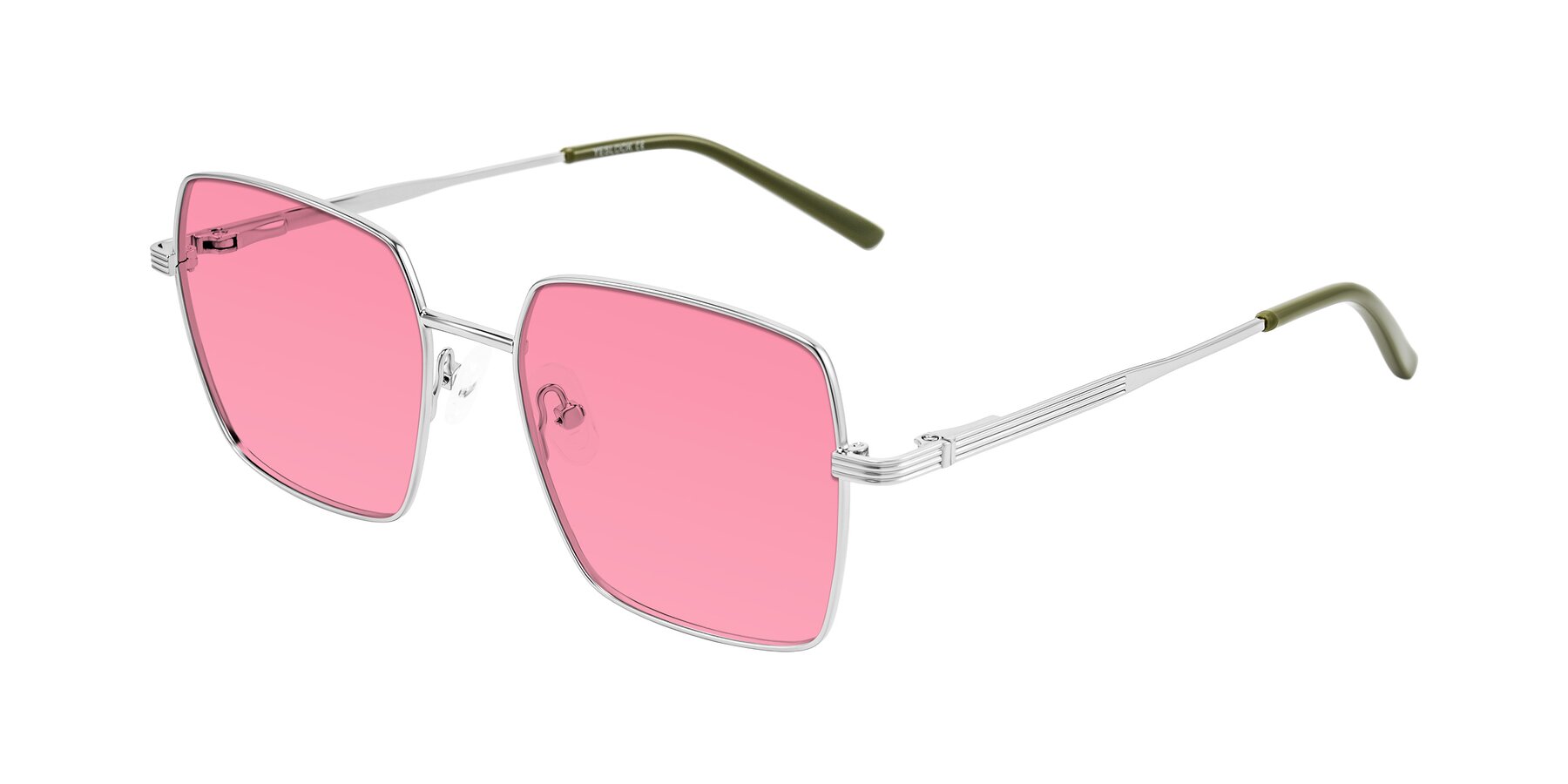 Angle of Grafton in Sliver with Pink Tinted Lenses