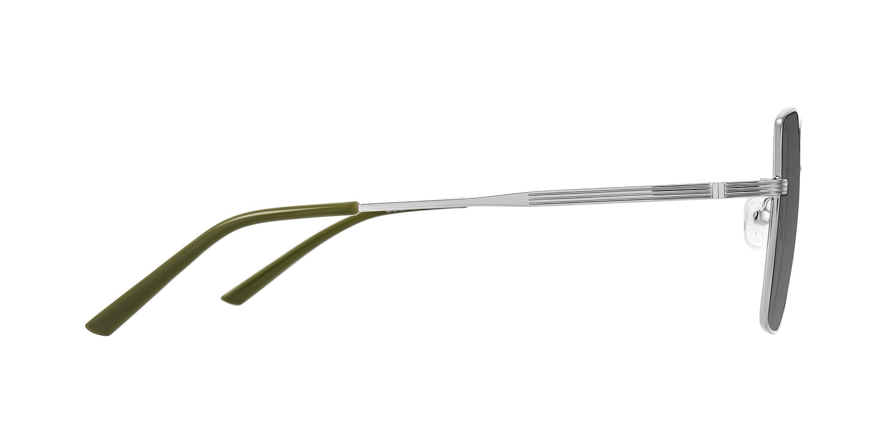 Side of Grafton in Sliver with Medium Gray Tinted Lenses