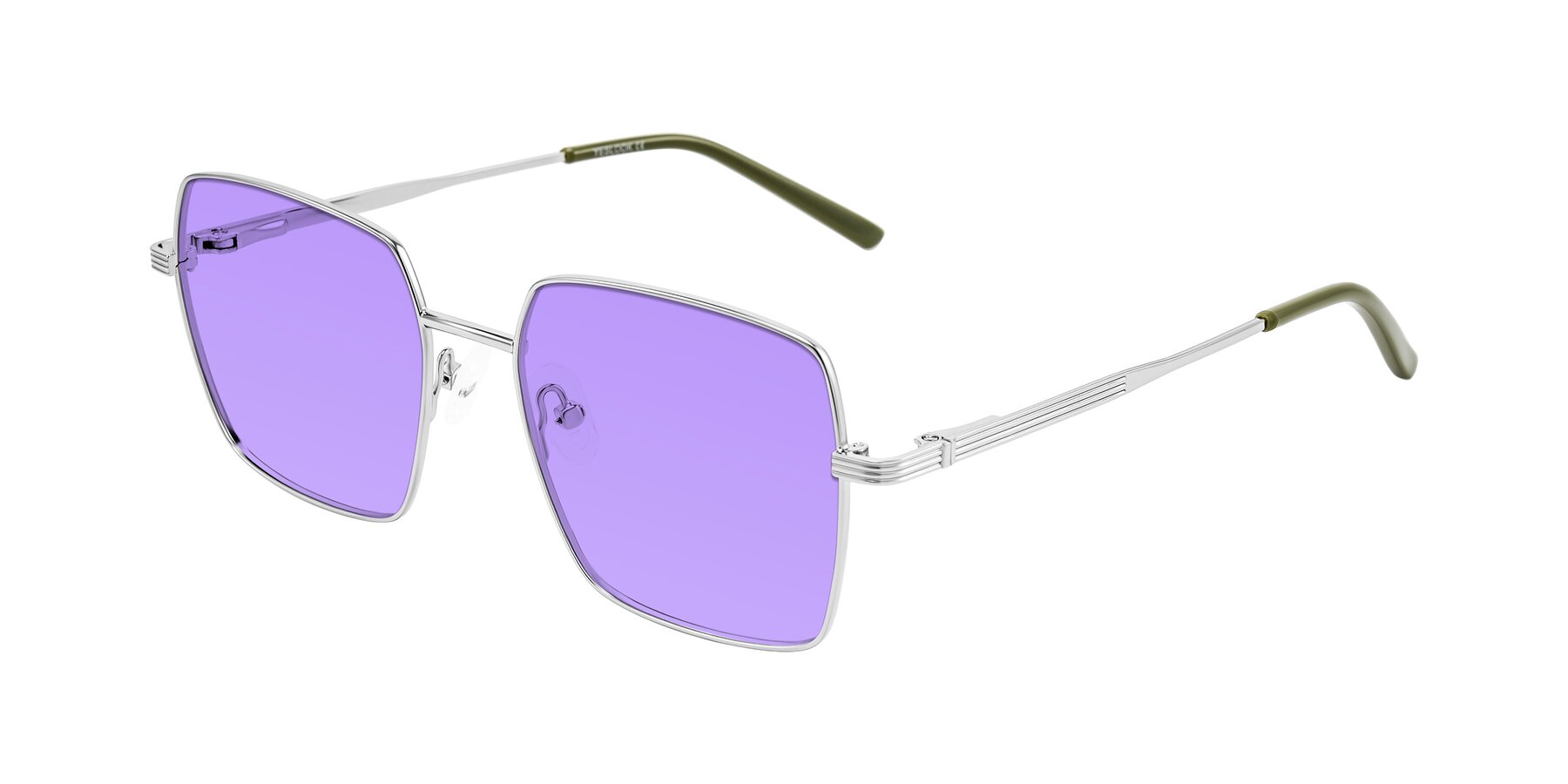 Angle of Grafton in Sliver with Medium Purple Tinted Lenses