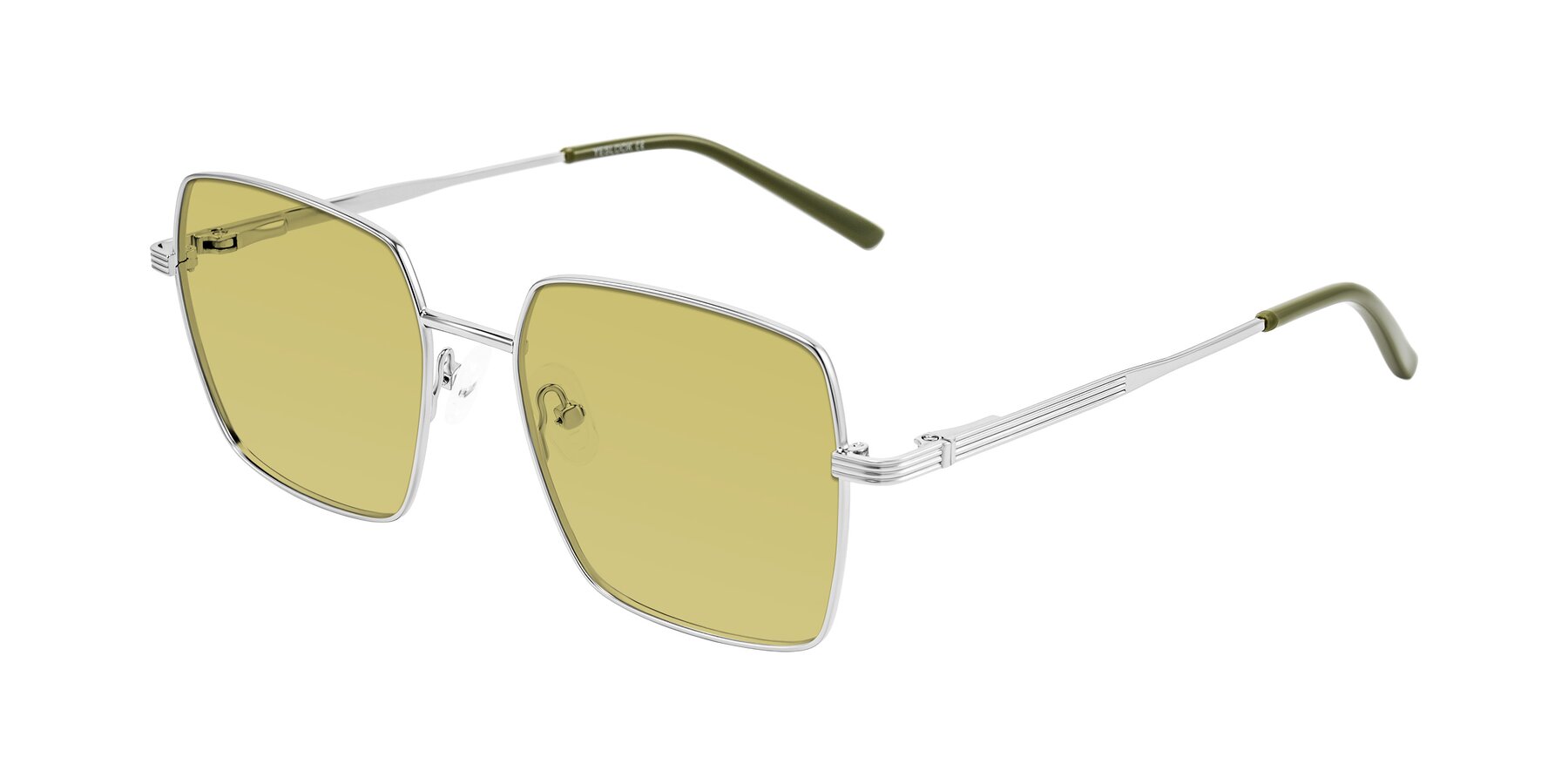 Angle of Grafton in Sliver with Medium Champagne Tinted Lenses