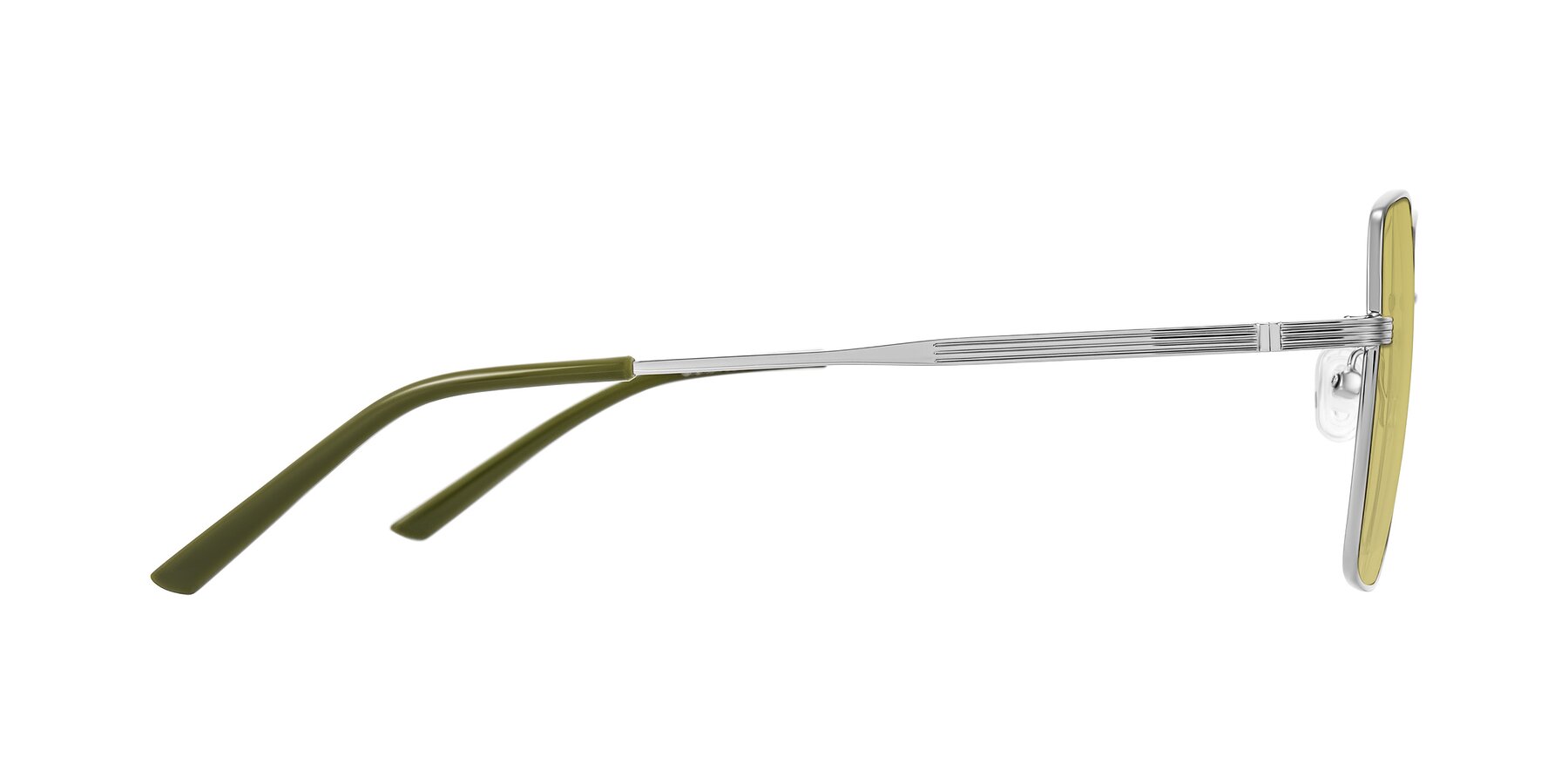 Side of Grafton in Sliver with Medium Champagne Tinted Lenses