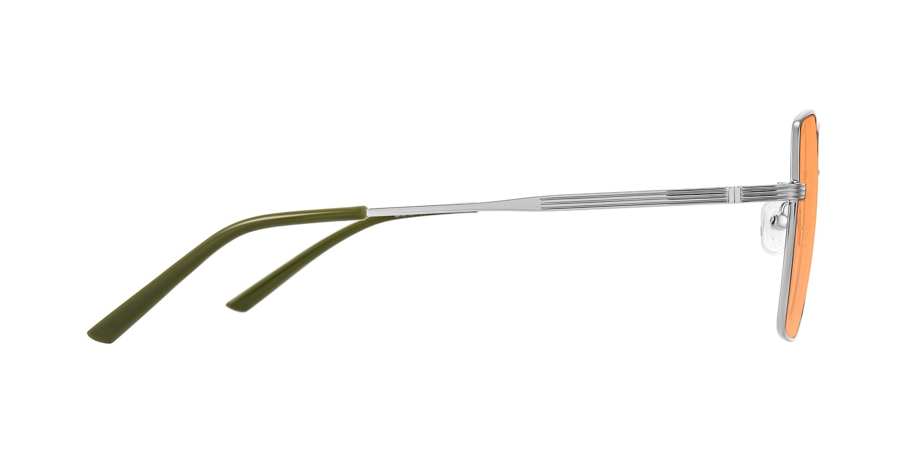Side of Grafton in Sliver with Medium Orange Tinted Lenses