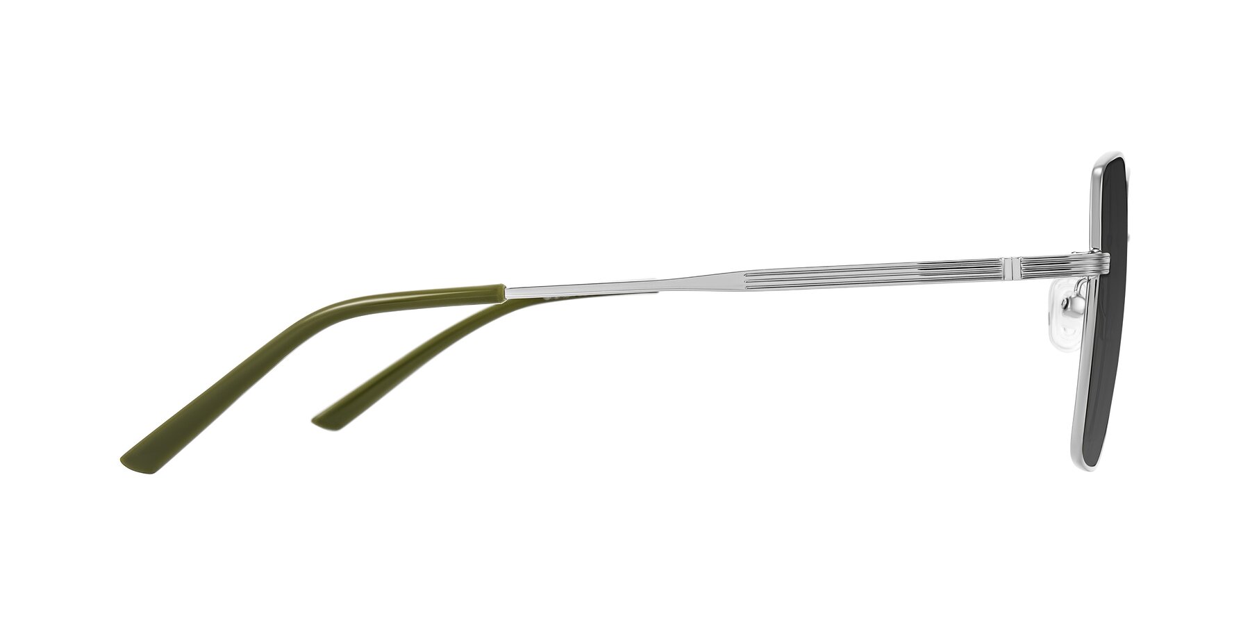 Side of Grafton in Sliver with Gray Tinted Lenses