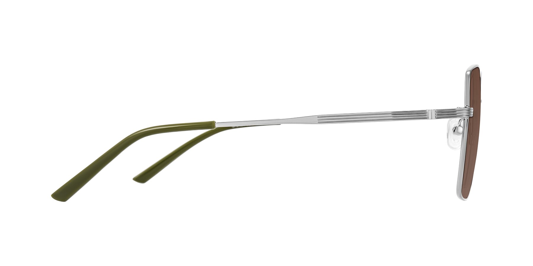 Side of Grafton in Sliver with Brown Tinted Lenses