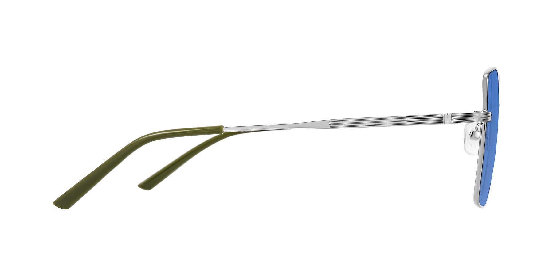 Side of Grafton in Sliver with Blue Tinted Lenses