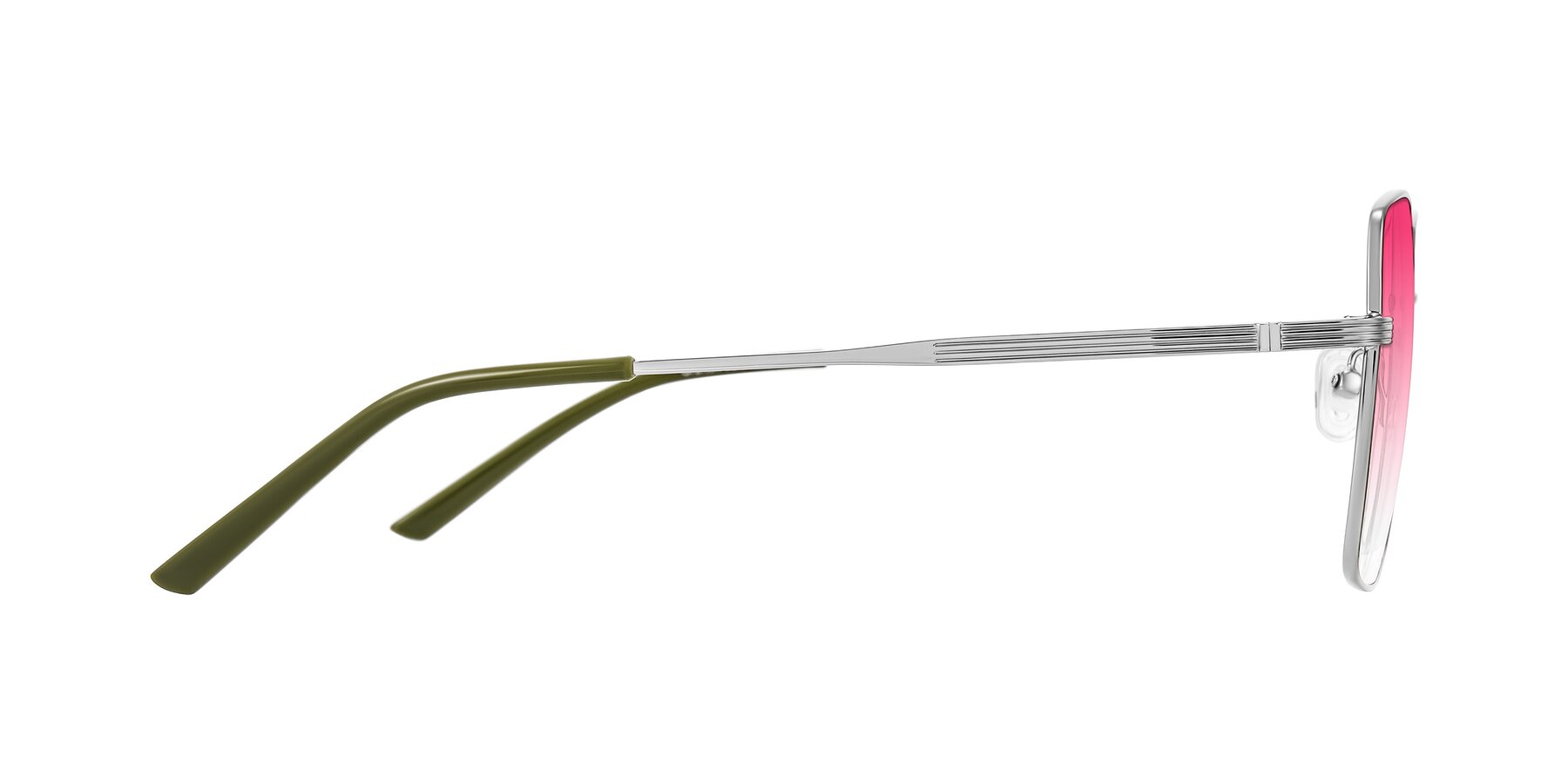 Side of Grafton in Sliver with Pink Gradient Lenses