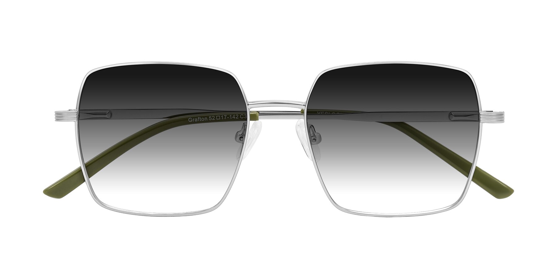 Folded Front of Grafton in Sliver with Gray Gradient Lenses