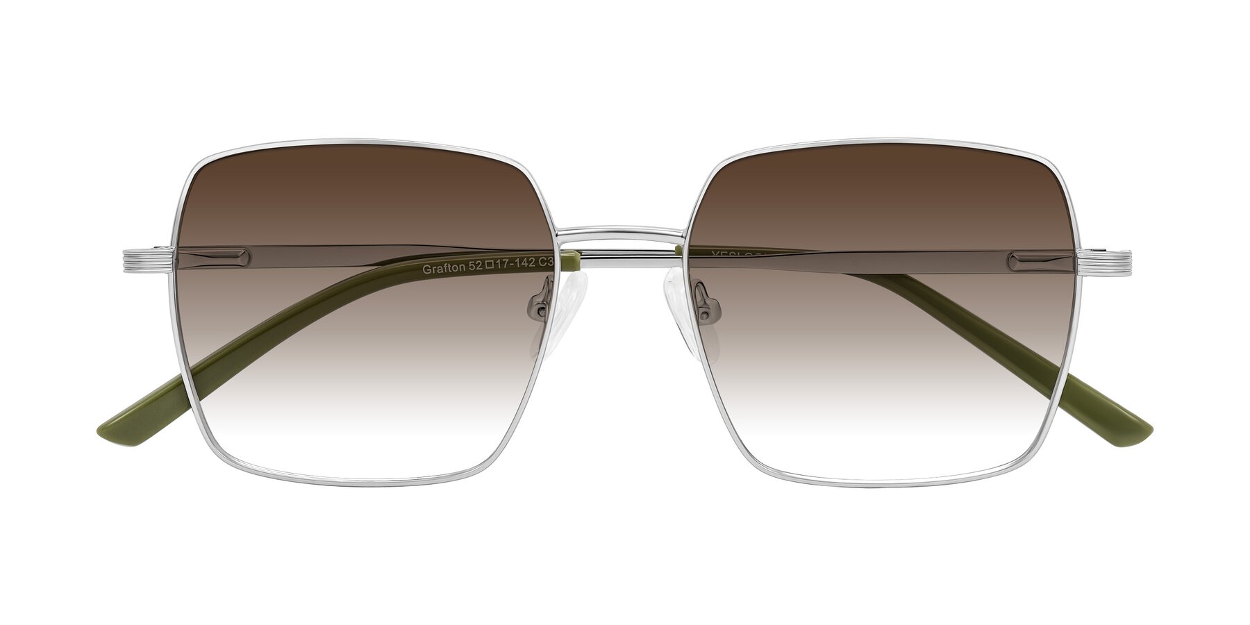 Folded Front of Grafton in Sliver with Brown Gradient Lenses