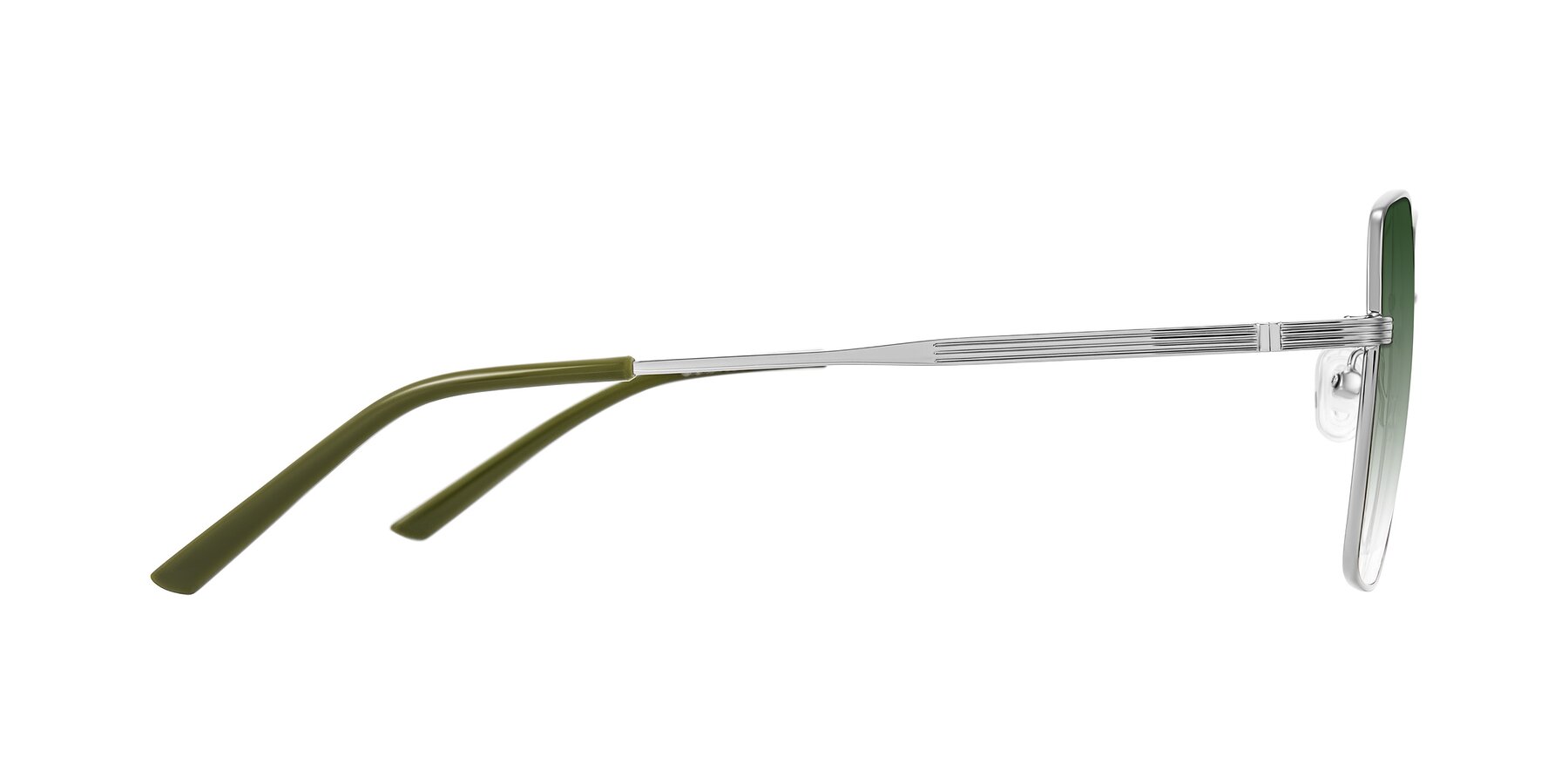 Side of Grafton in Sliver with Green Gradient Lenses