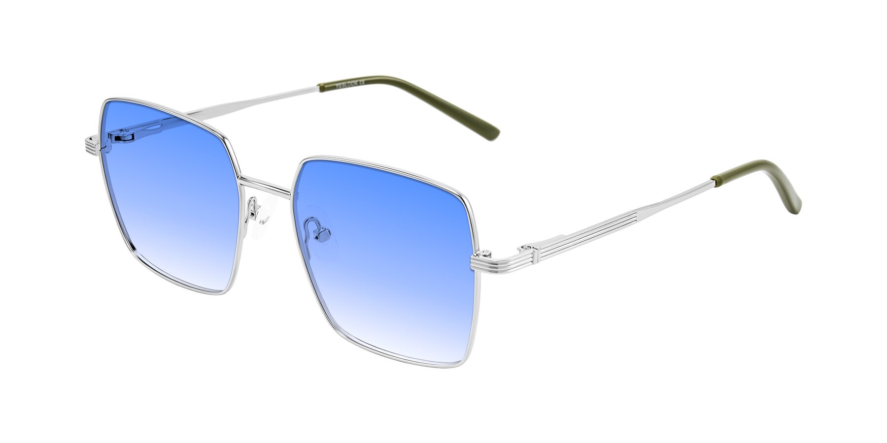 Angle of Grafton in Sliver with Blue Gradient Lenses