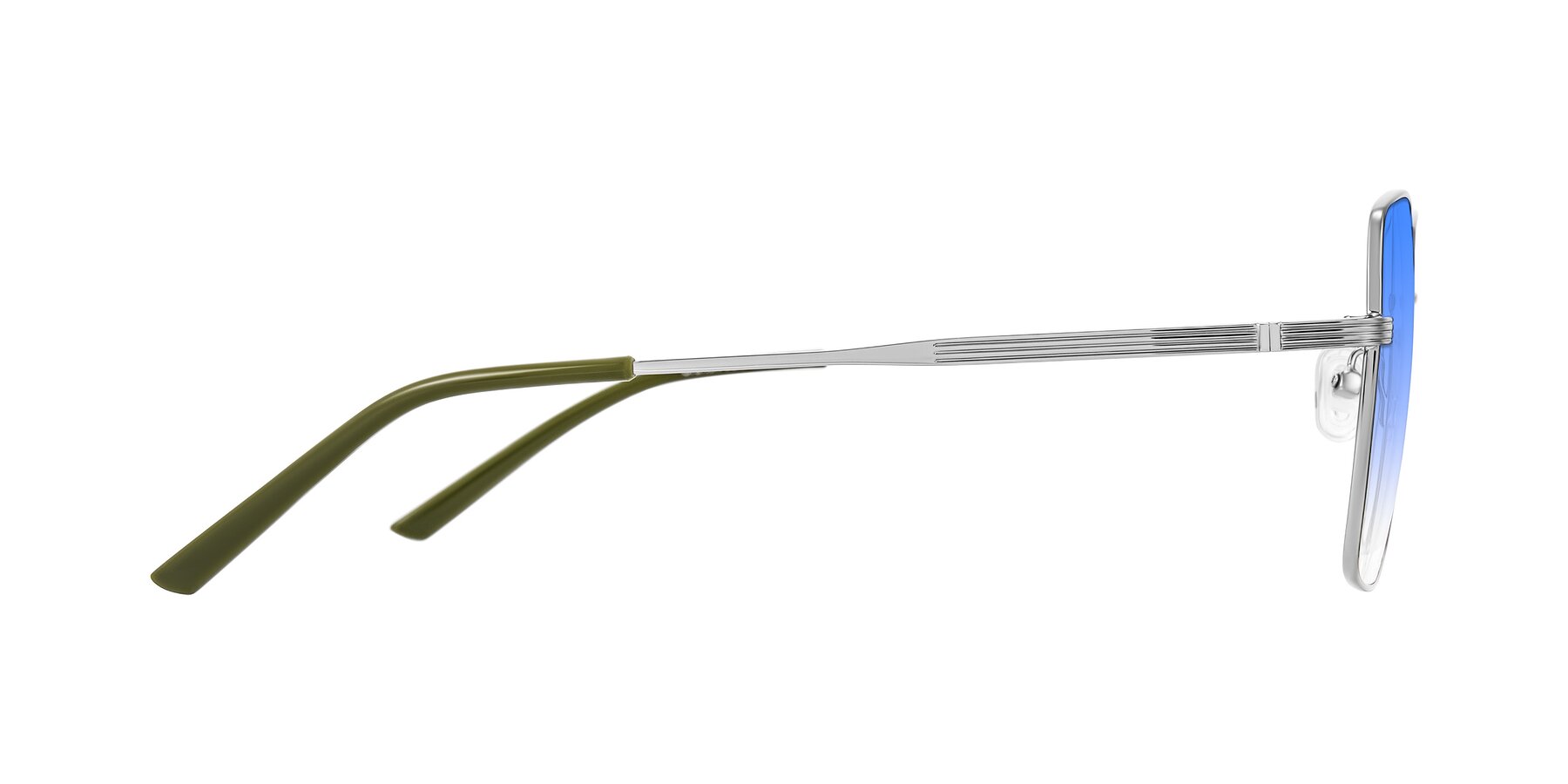 Side of Grafton in Sliver with Blue Gradient Lenses
