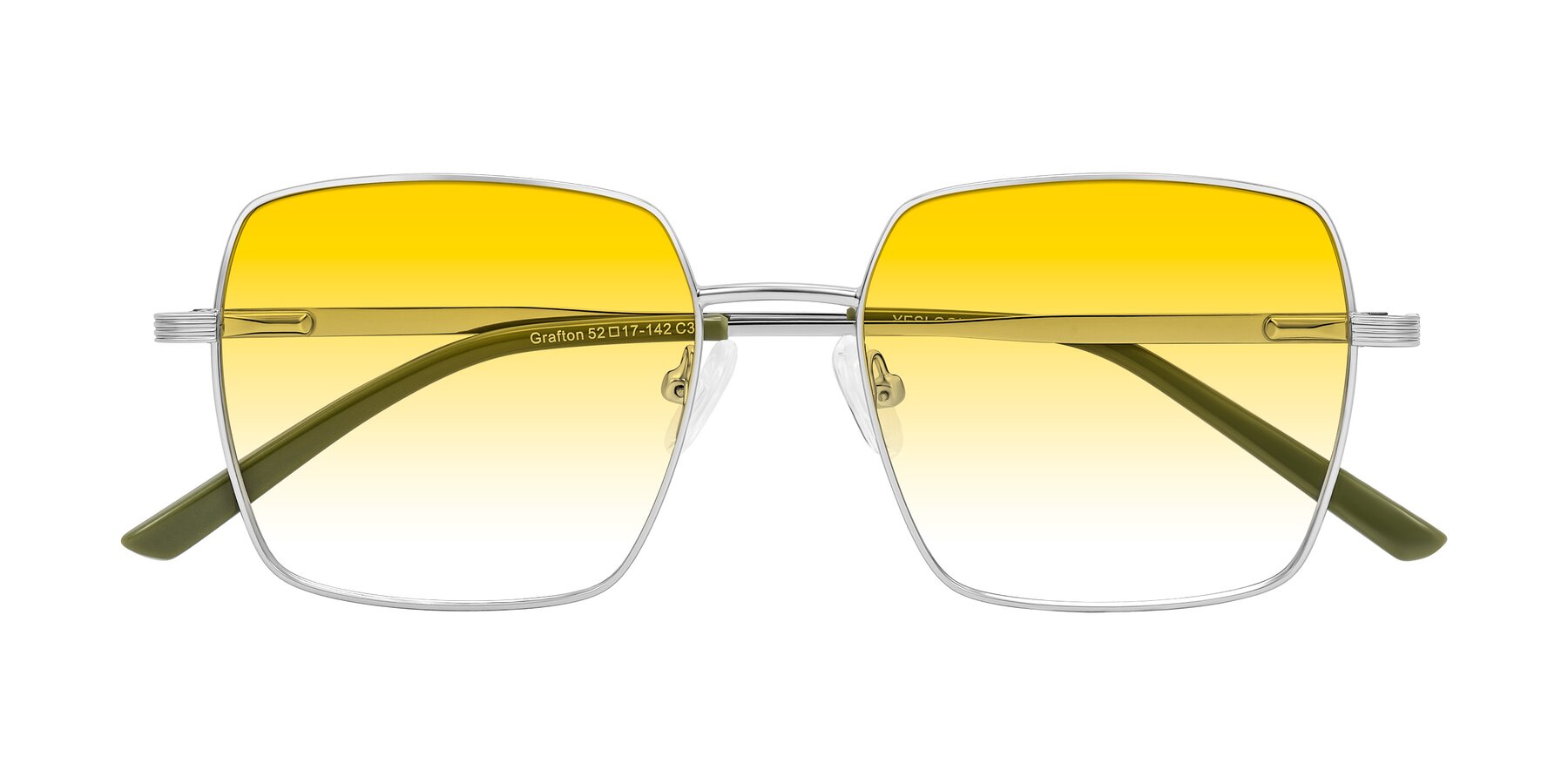 Folded Front of Grafton in Sliver with Yellow Gradient Lenses