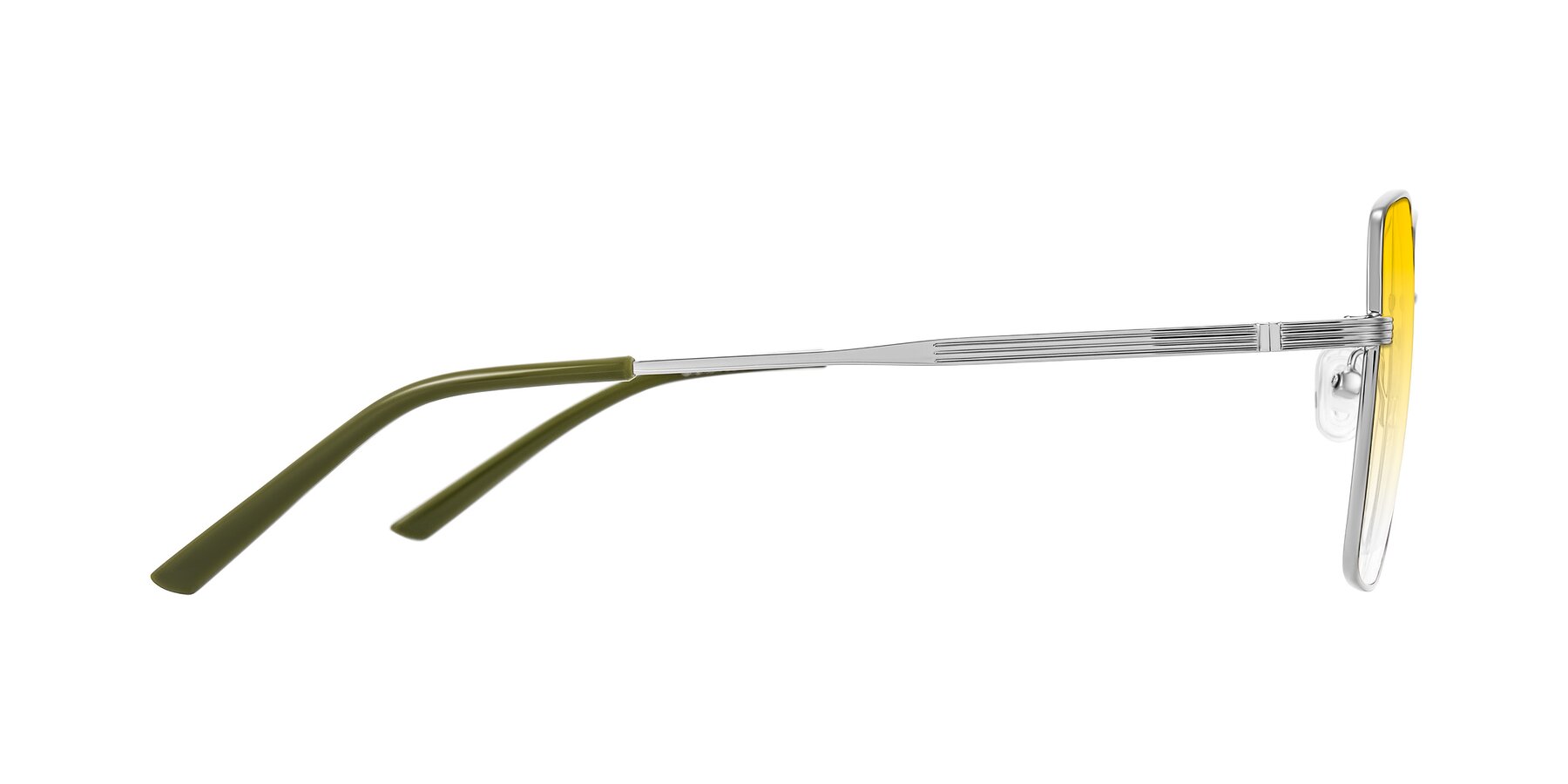 Side of Grafton in Sliver with Yellow Gradient Lenses