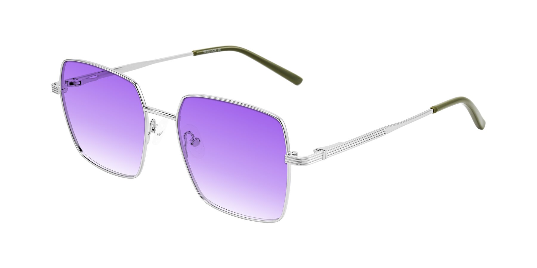 Angle of Grafton in Sliver with Purple Gradient Lenses