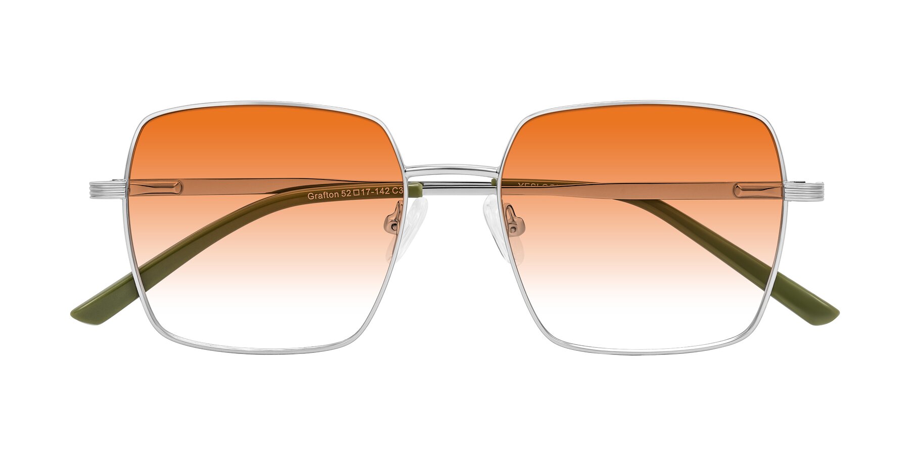 Folded Front of Grafton in Sliver with Orange Gradient Lenses
