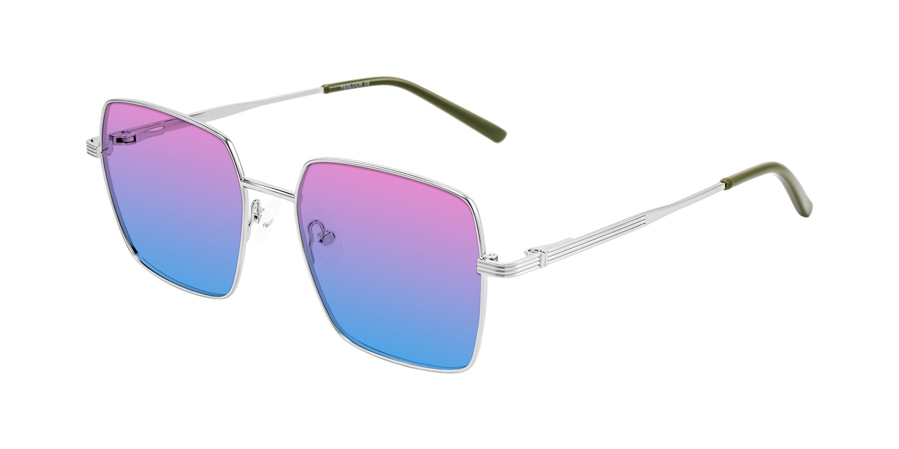 Angle of Grafton in Sliver with Pink / Blue Gradient Lenses