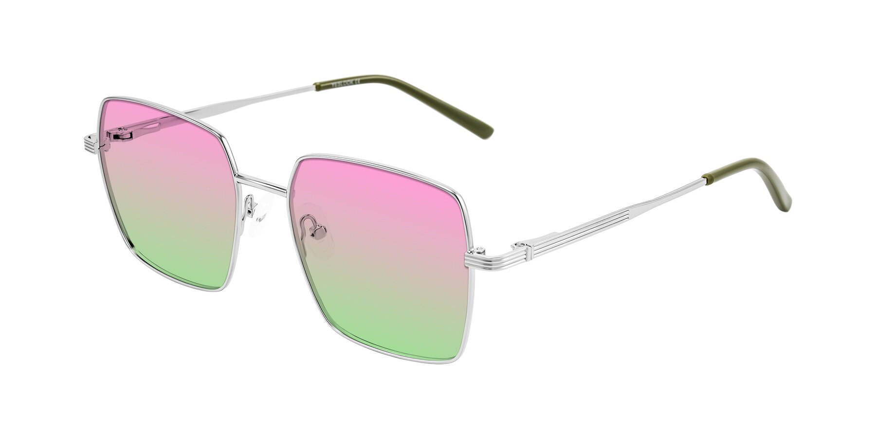 Angle of Grafton in Sliver with Pink / Green Gradient Lenses