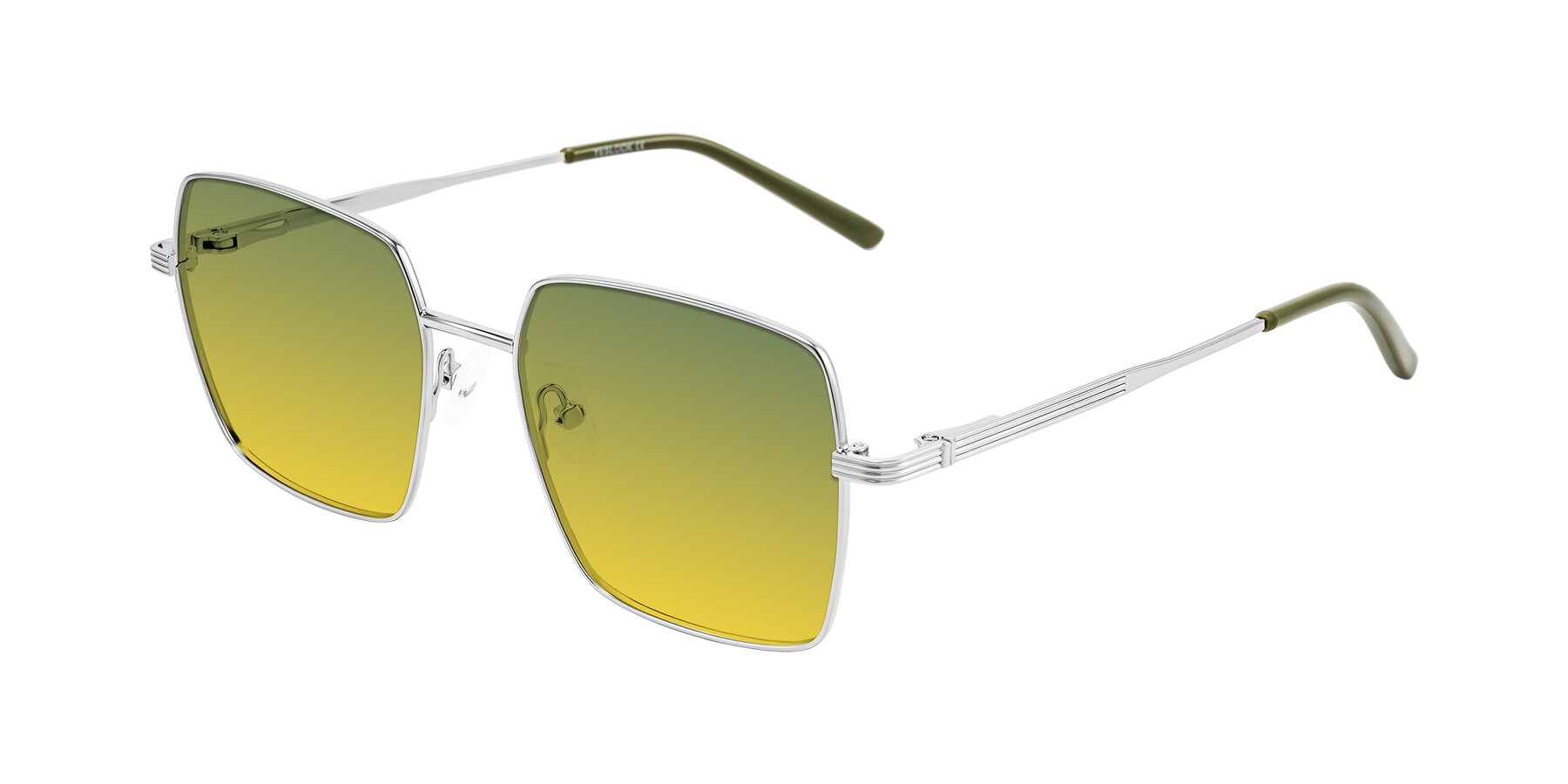 Angle of Grafton in Sliver with Green / Yellow Gradient Lenses