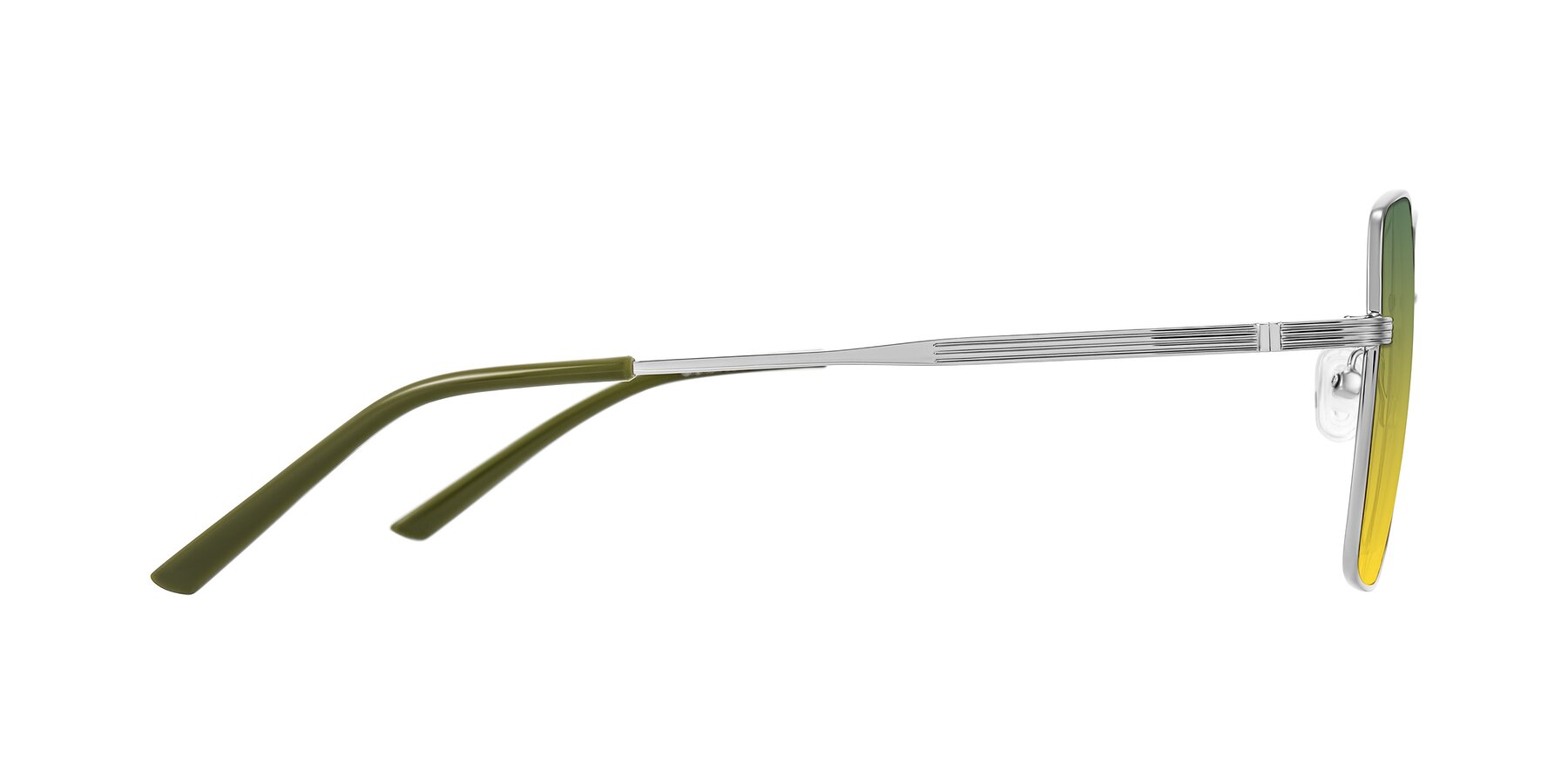 Side of Grafton in Sliver with Green / Yellow Gradient Lenses
