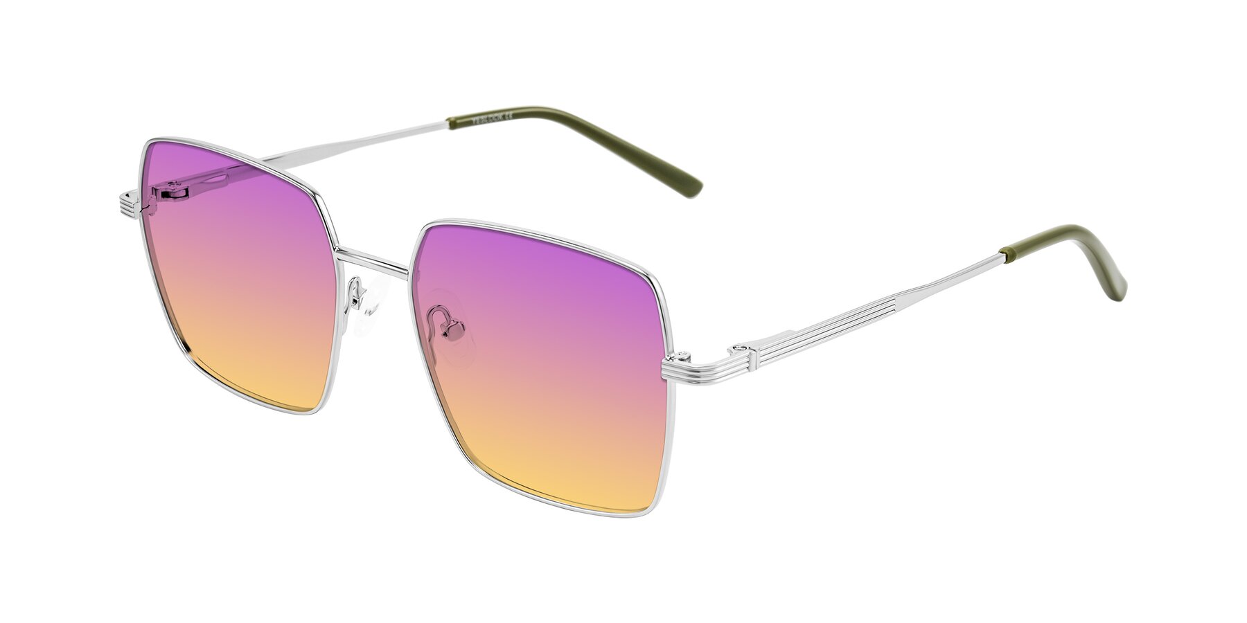 Angle of Grafton in Sliver with Purple / Yellow Gradient Lenses