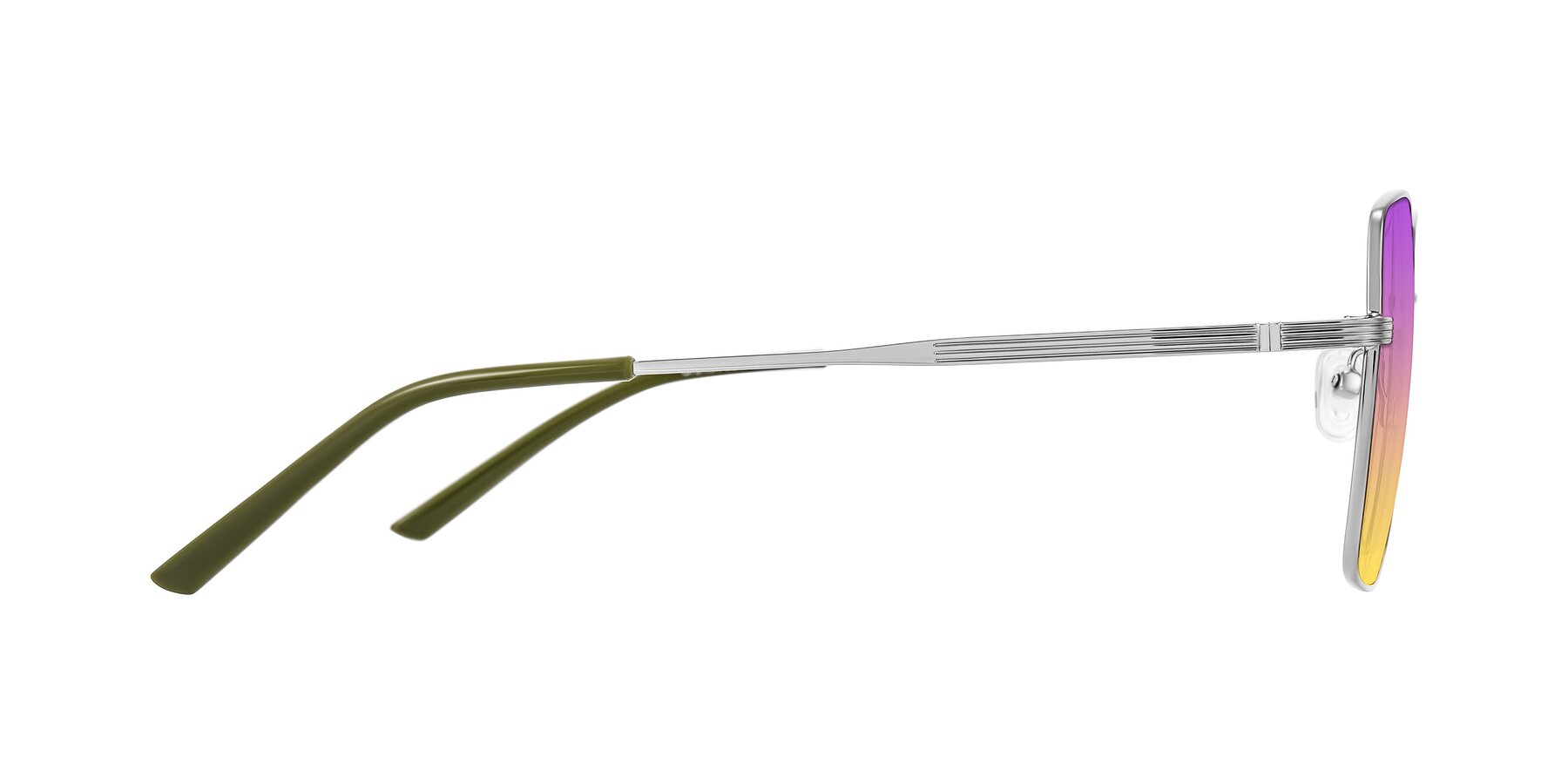 Side of Grafton in Sliver with Purple / Yellow Gradient Lenses