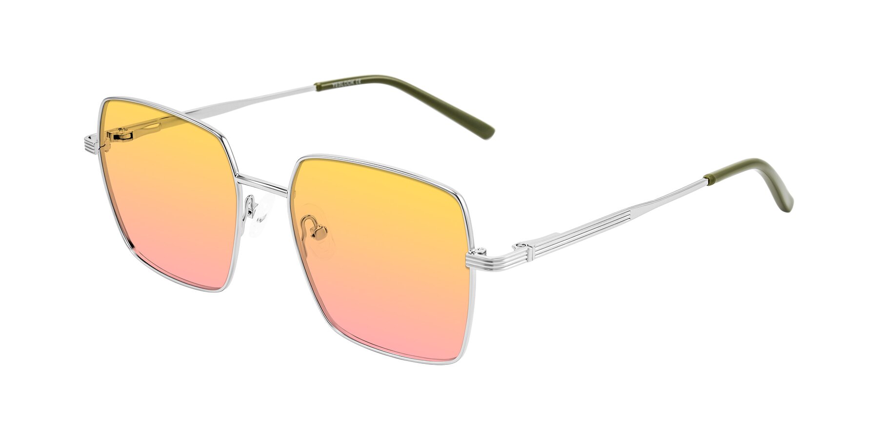 Angle of Grafton in Sliver with Yellow / Pink Gradient Lenses
