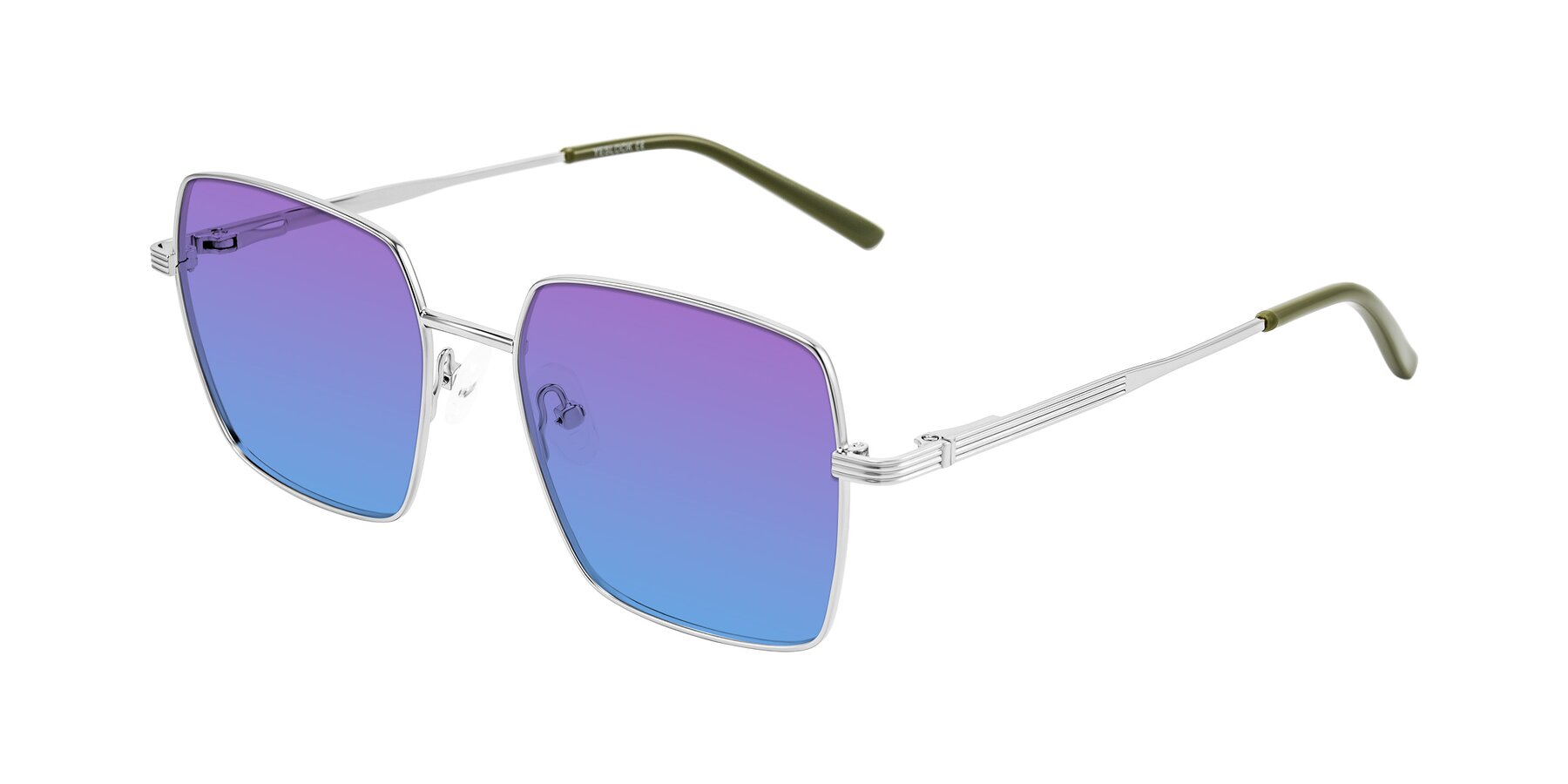 Angle of Grafton in Sliver with Purple / Blue Gradient Lenses