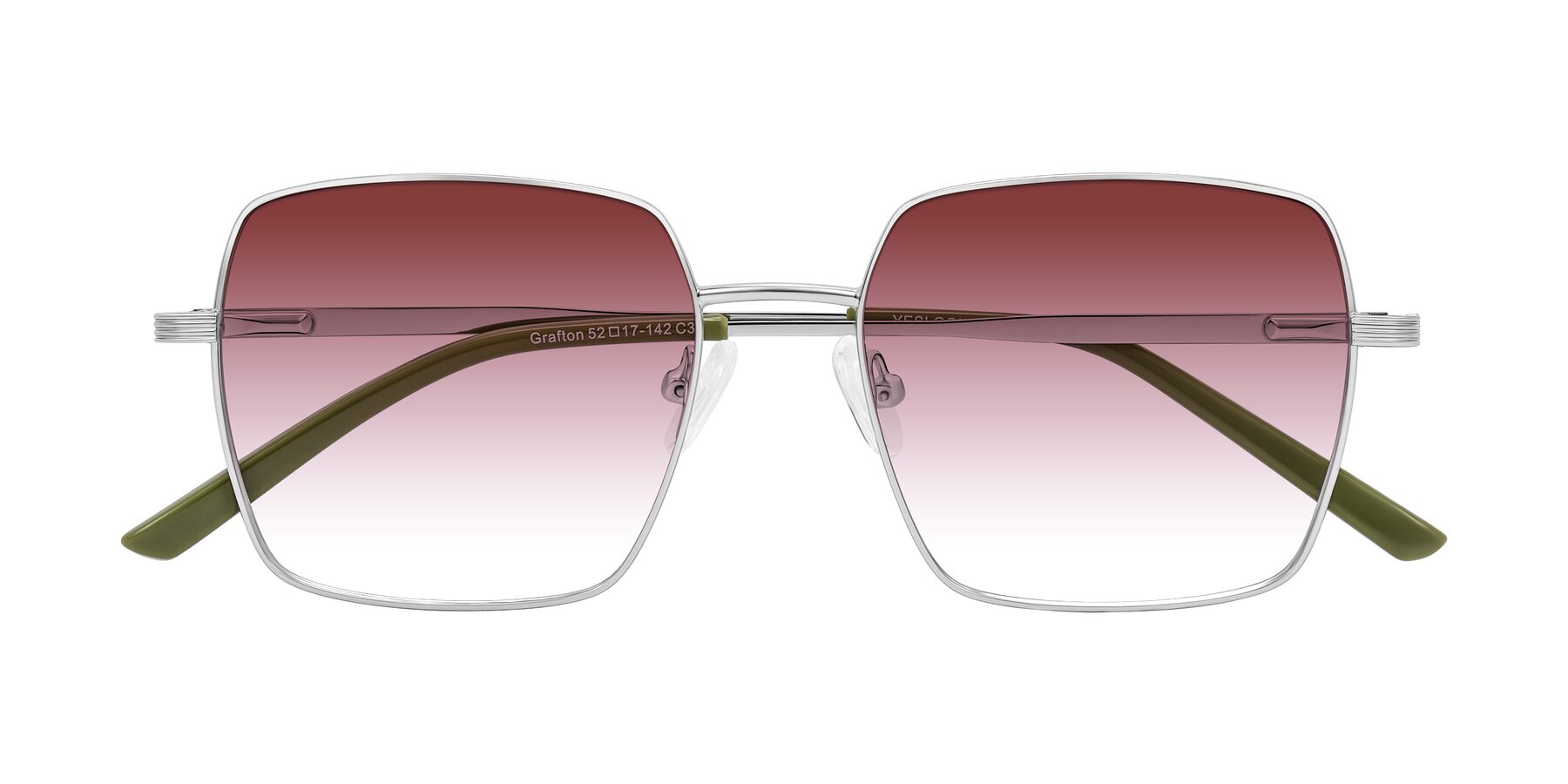 Folded Front of Grafton in Sliver with Garnet Gradient Lenses