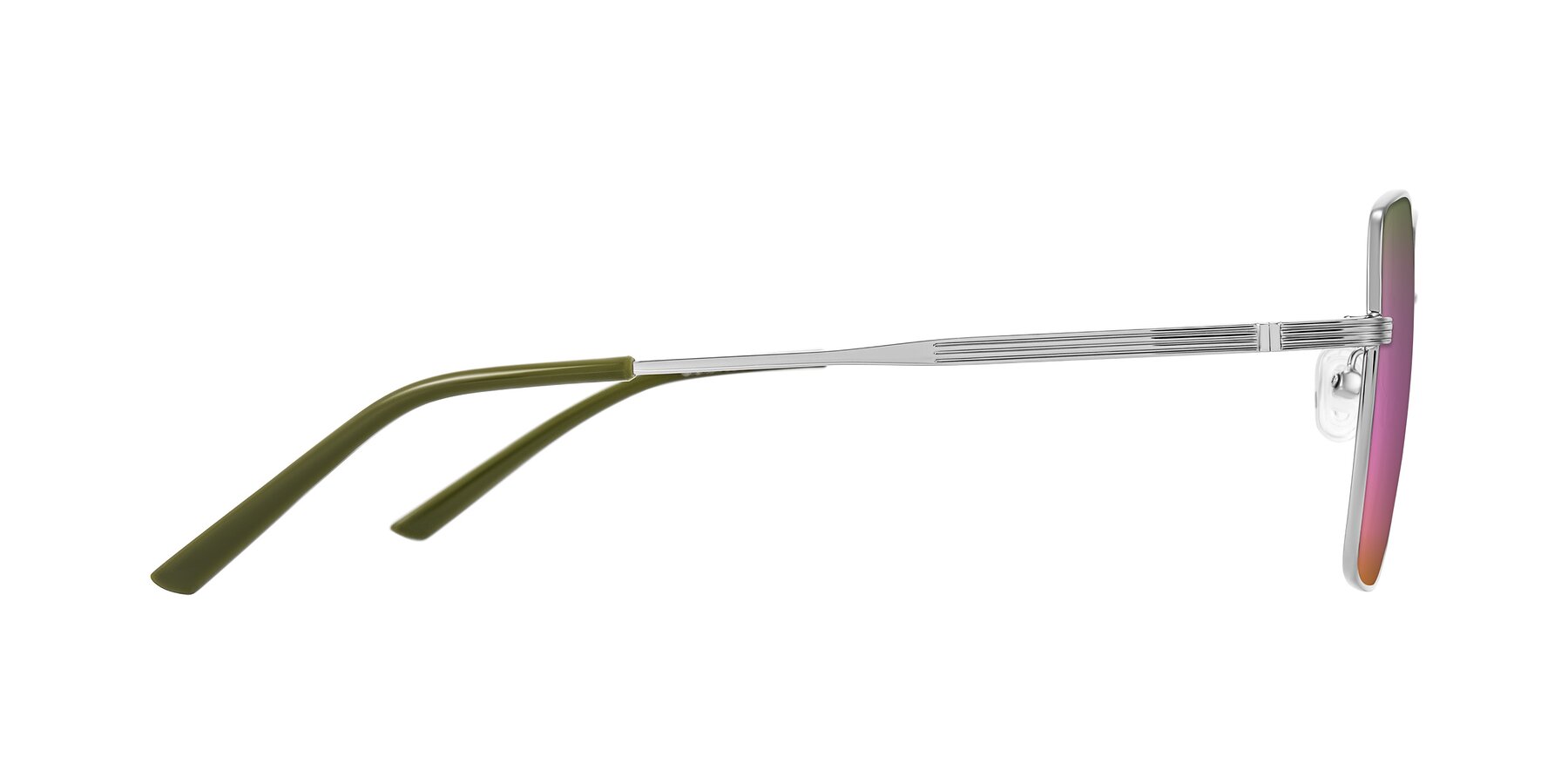 Side of Grafton in Sliver with Pink Mirrored Lenses