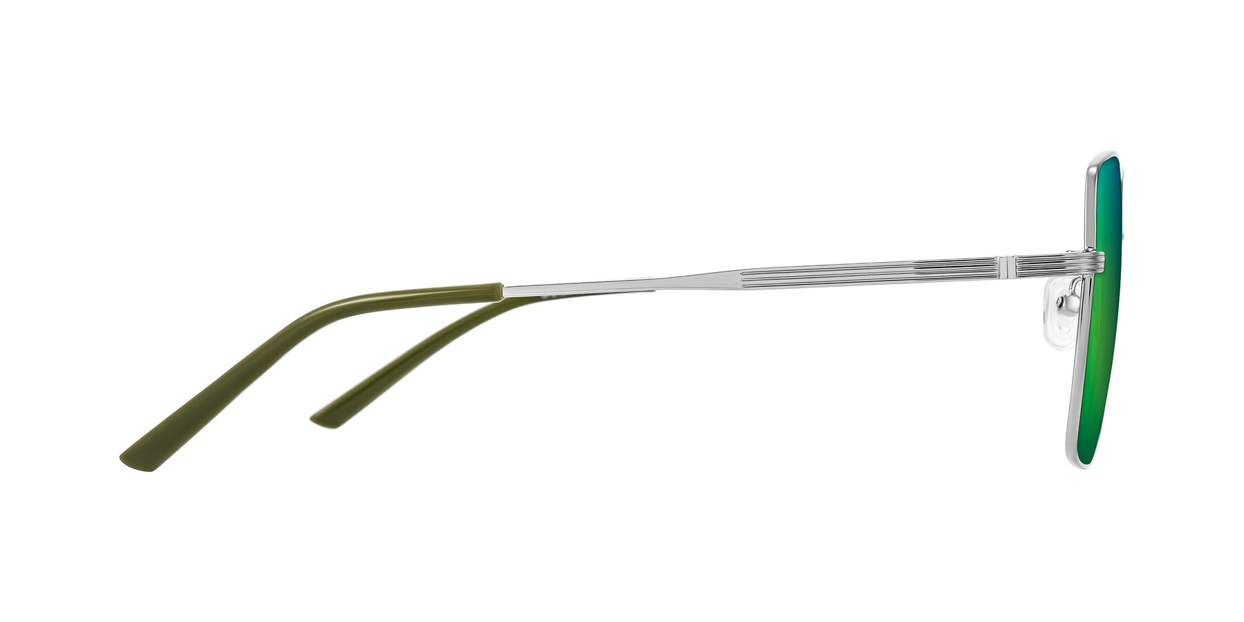 Side of Grafton in Sliver with Green Mirrored Lenses