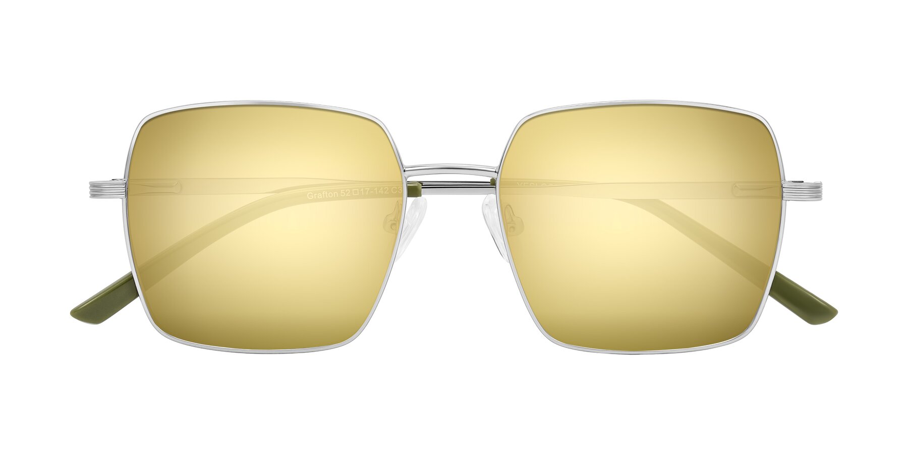 Folded Front of Grafton in Sliver with Gold Mirrored Lenses