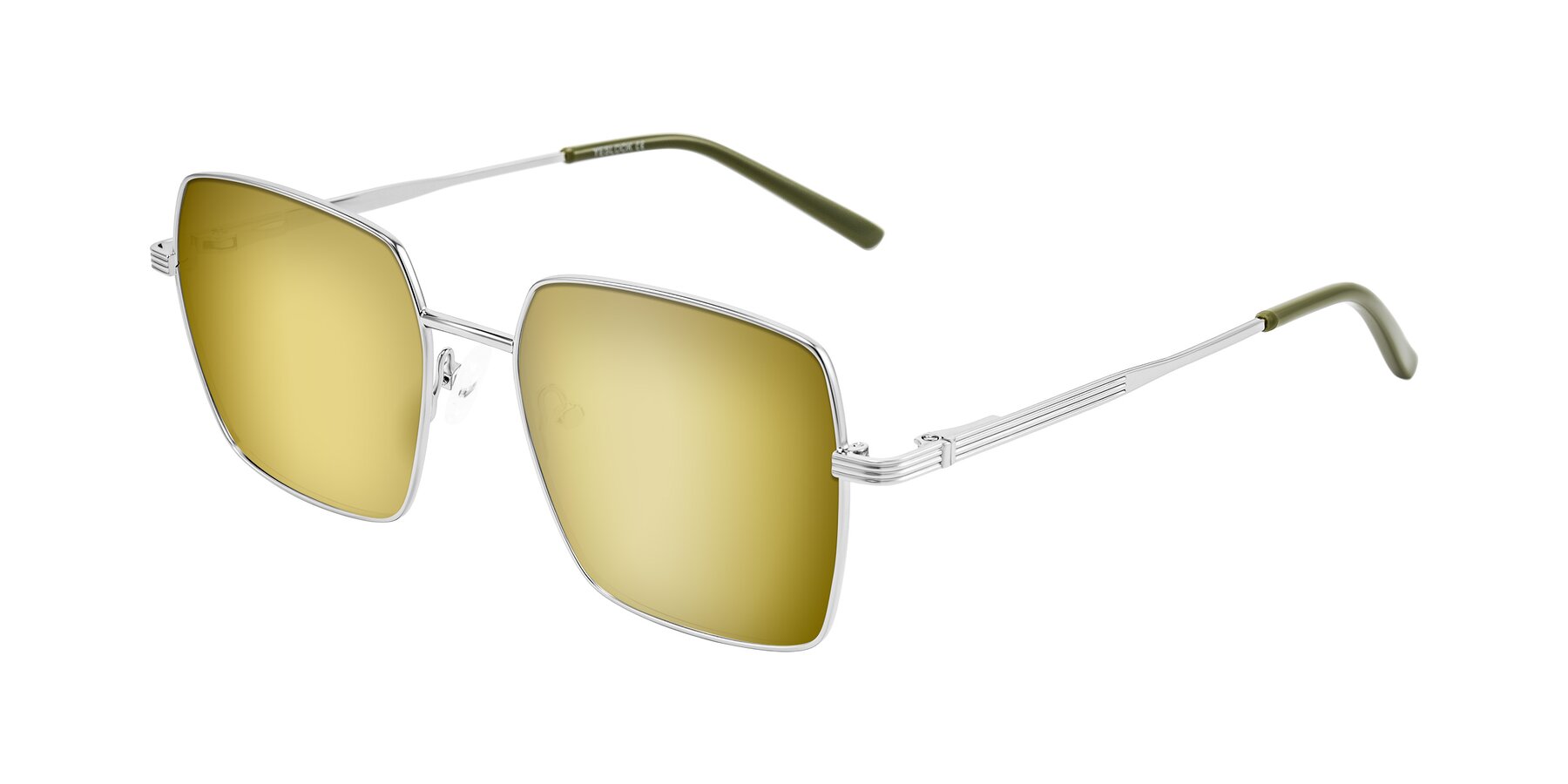 Angle of Grafton in Sliver with Gold Mirrored Lenses