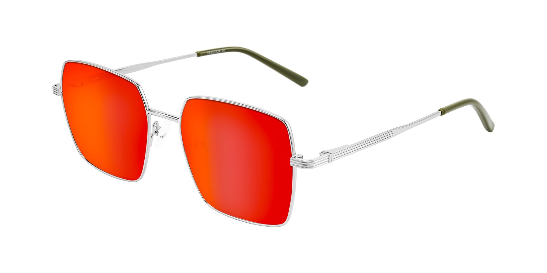 Angle of Grafton in Sliver with Red Gold Mirrored Lenses