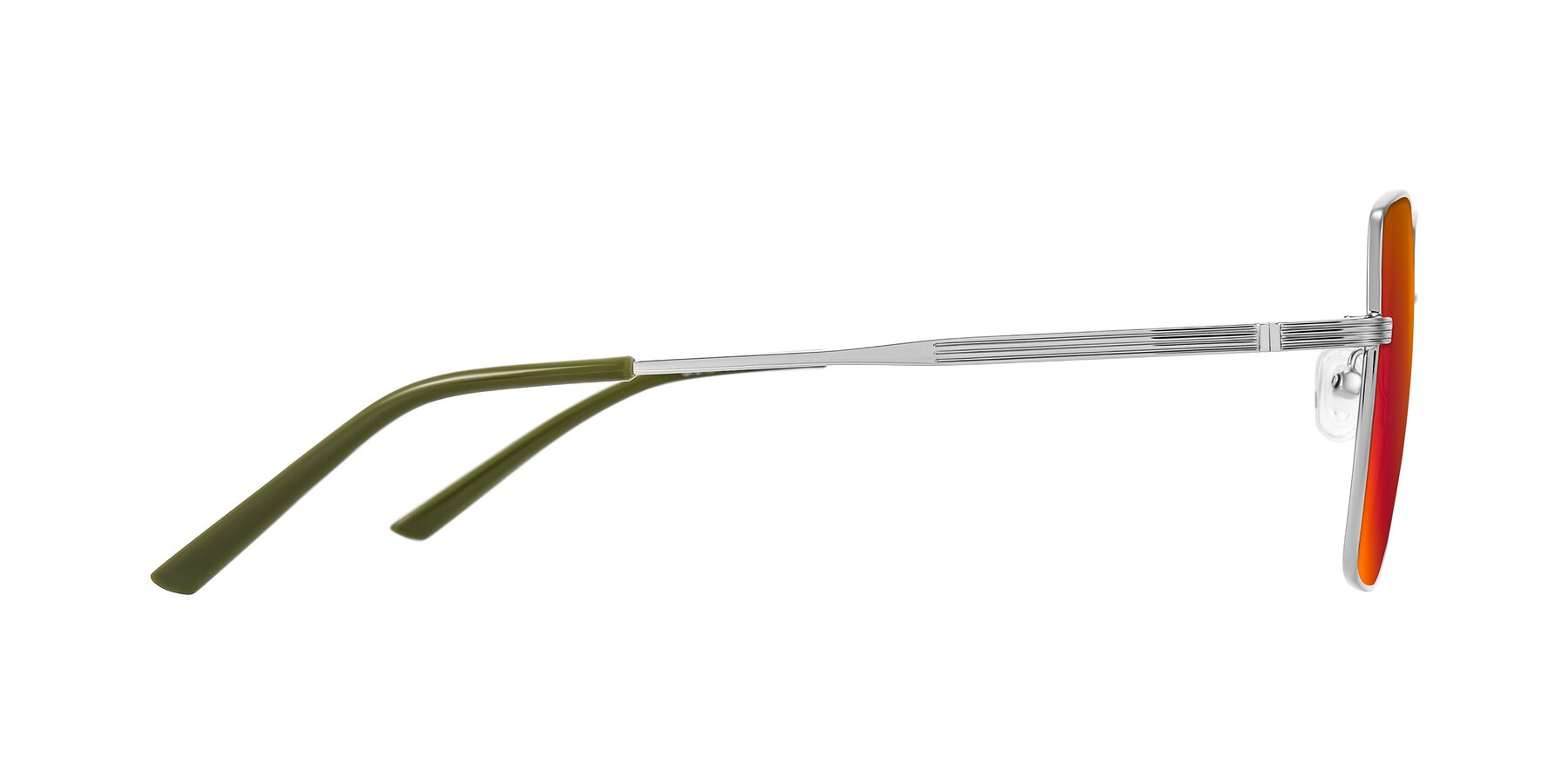 Side of Grafton in Sliver with Red Gold Mirrored Lenses