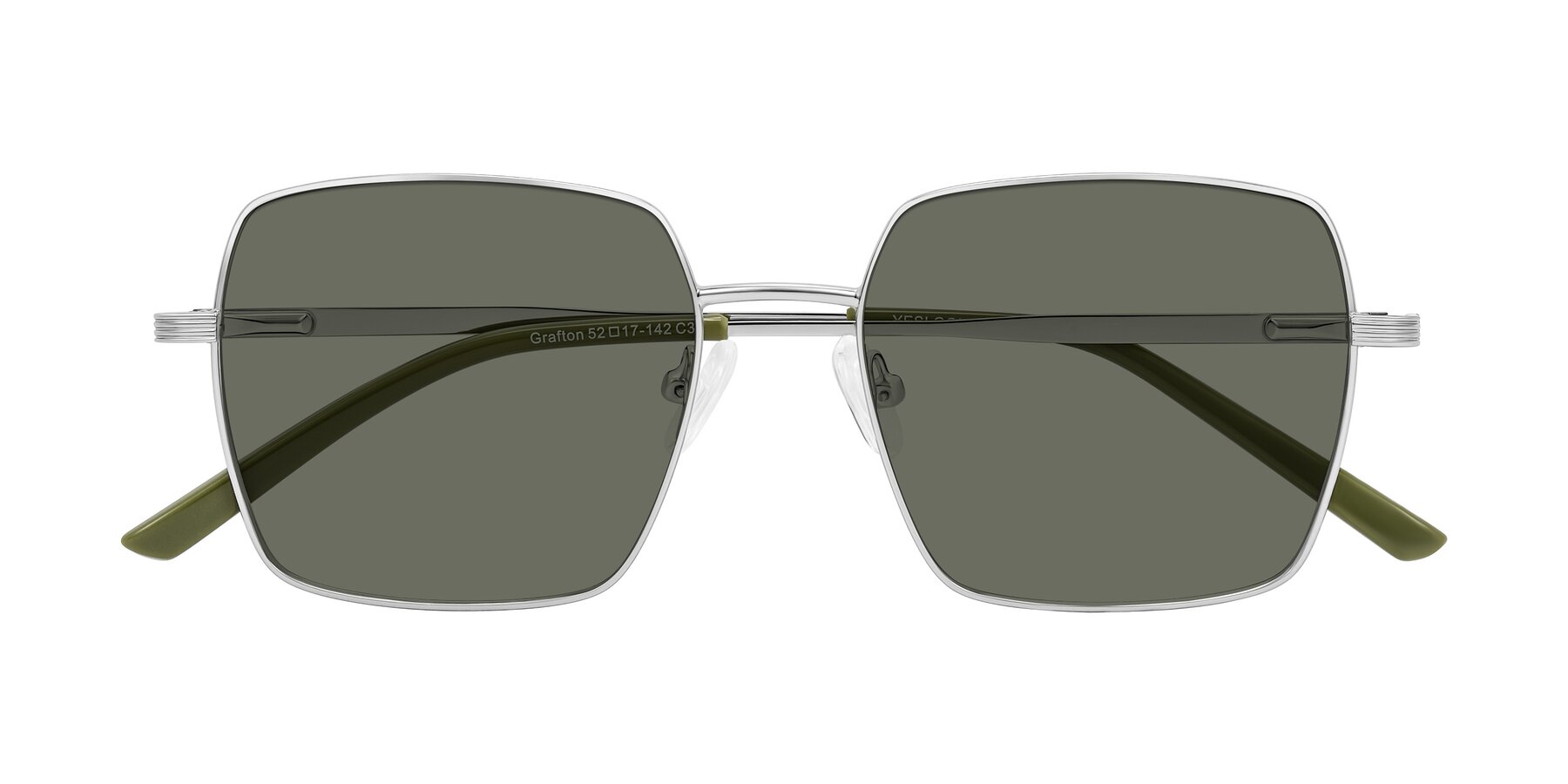 Folded Front of Grafton in Sliver with Gray Polarized Lenses