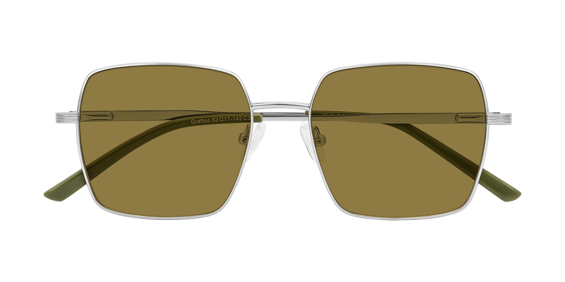 Folded Front of Grafton in Sliver with Brown Polarized Lenses