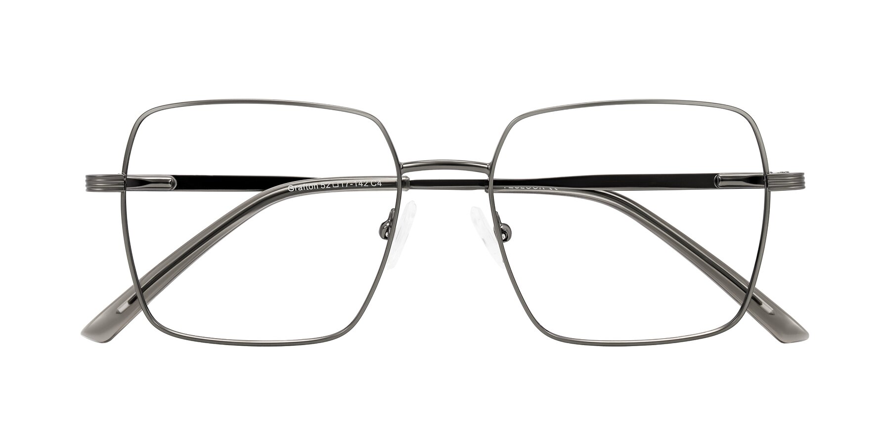 Folded Front of Grafton in Gunmetal with Clear Reading Eyeglass Lenses